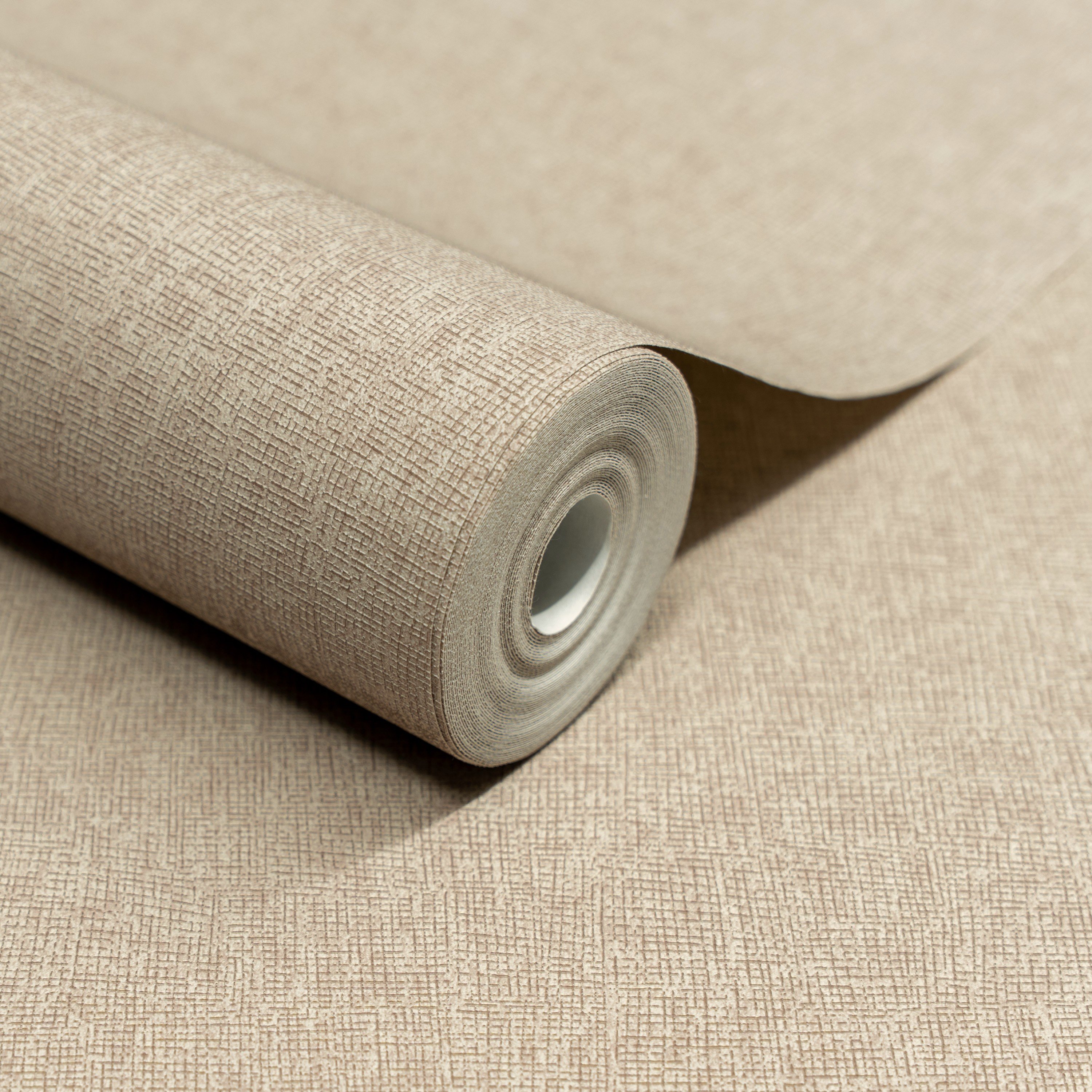Grandeco Boutique Atogo Woven Effect Embossed Wallpaper - Deep Taupe