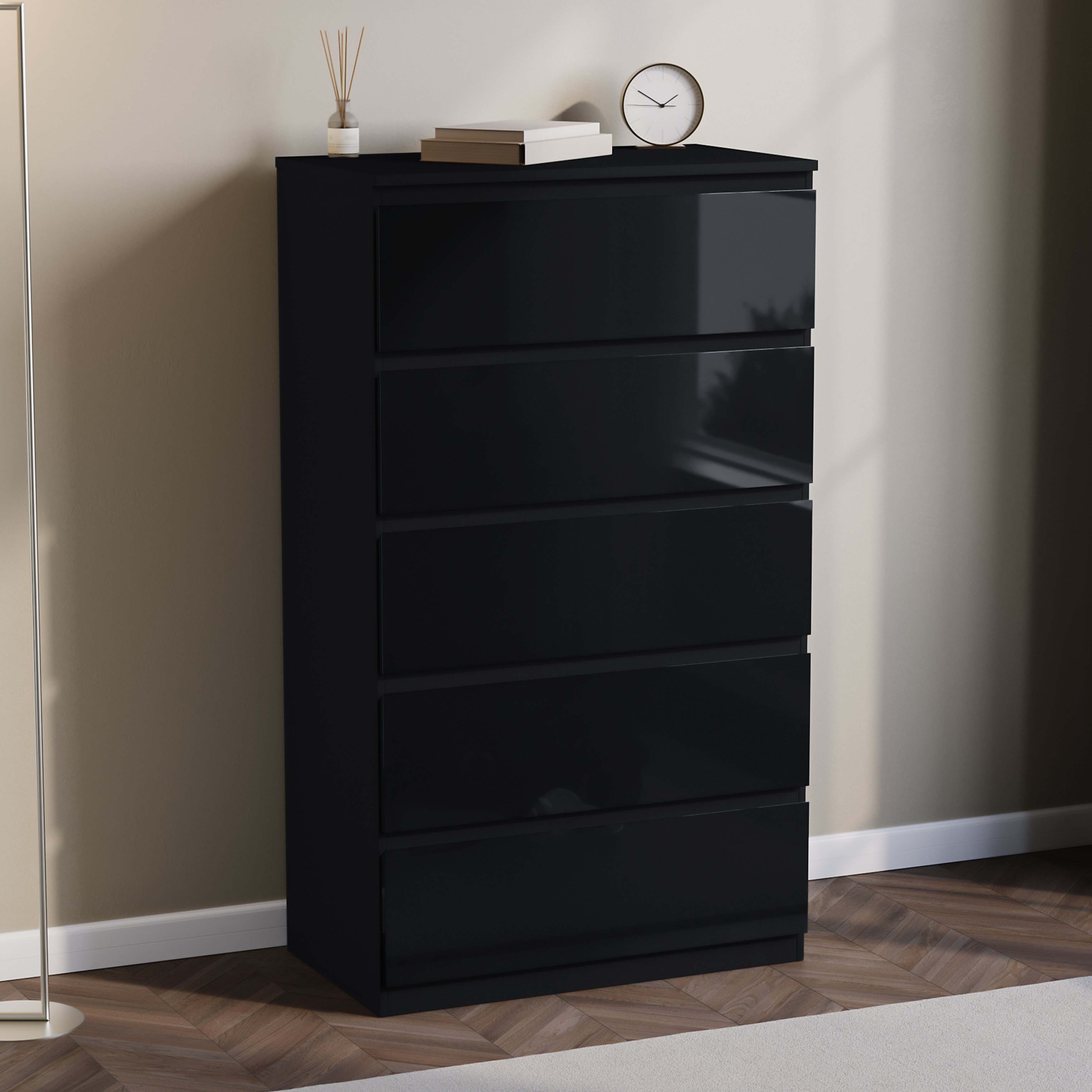 Vida Designs Glinton 5 Drawer Chest - Black