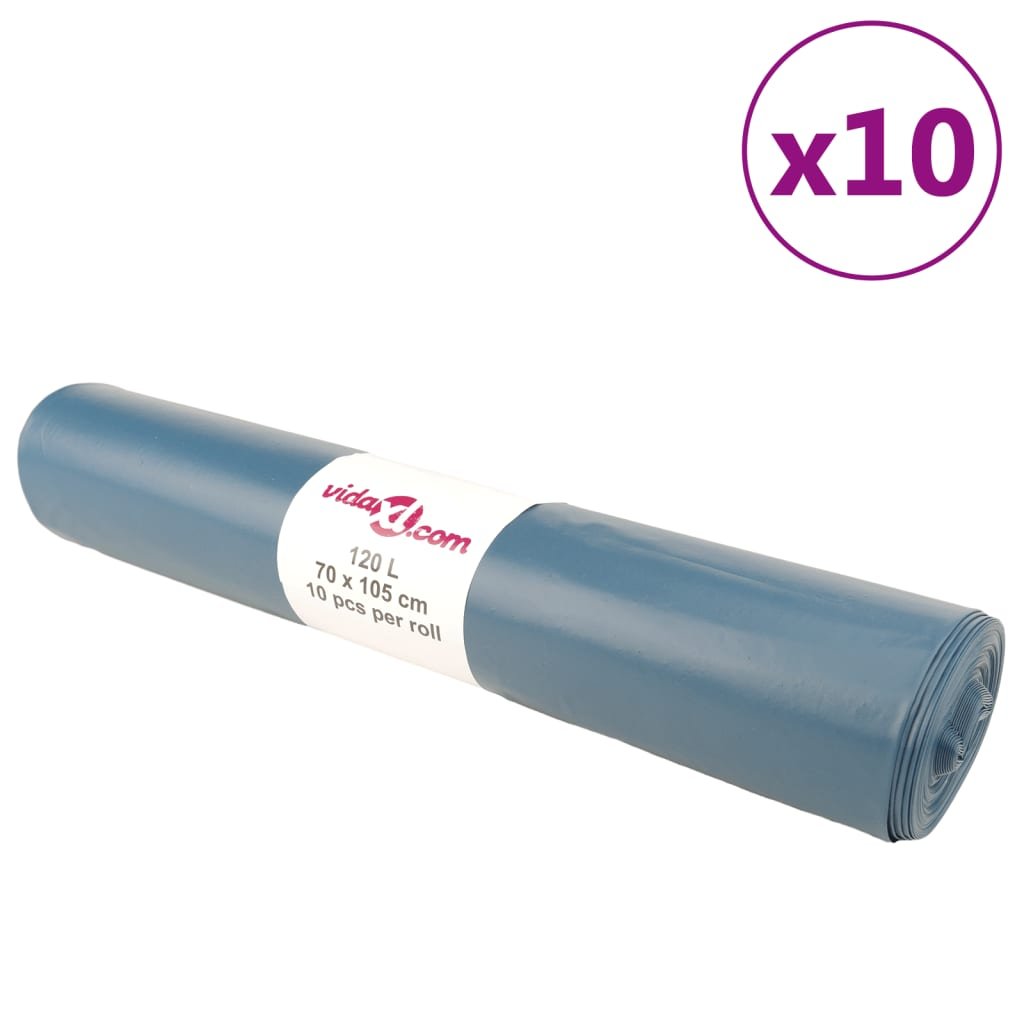 Walplus Pack of 100 Polyethylene Bin Bags 120 L - Blue - 70 x 105 cm