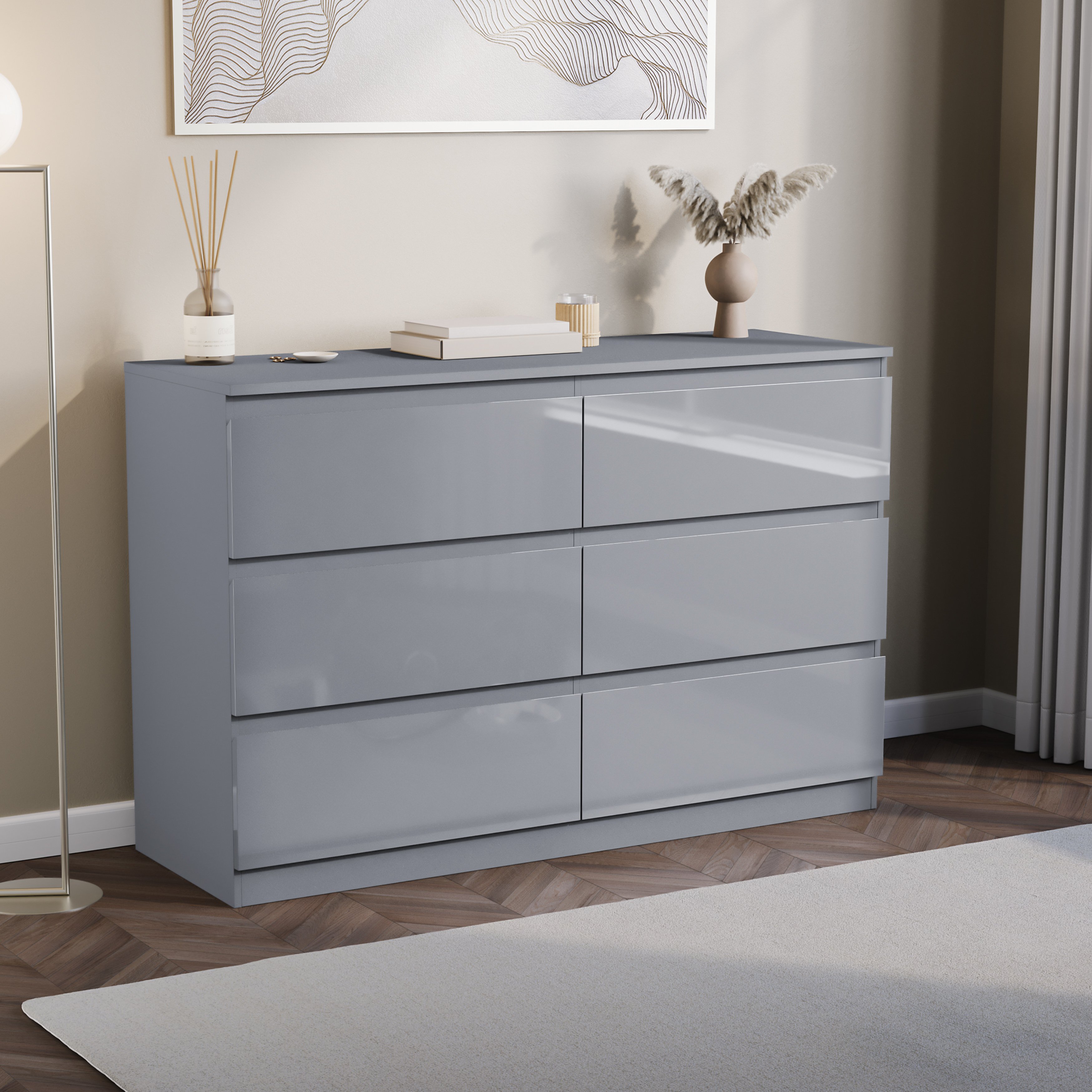 Vida Designs Glinton 6 Drawer Chest - Grey