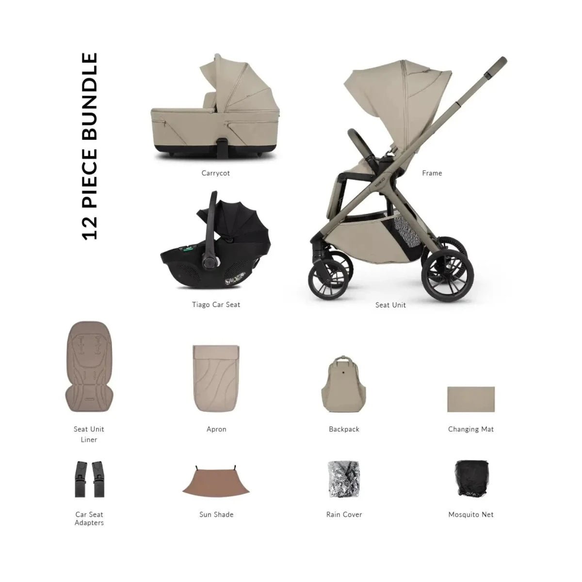 Venicci Tila 3-in-1 Travel System - Black/Latte