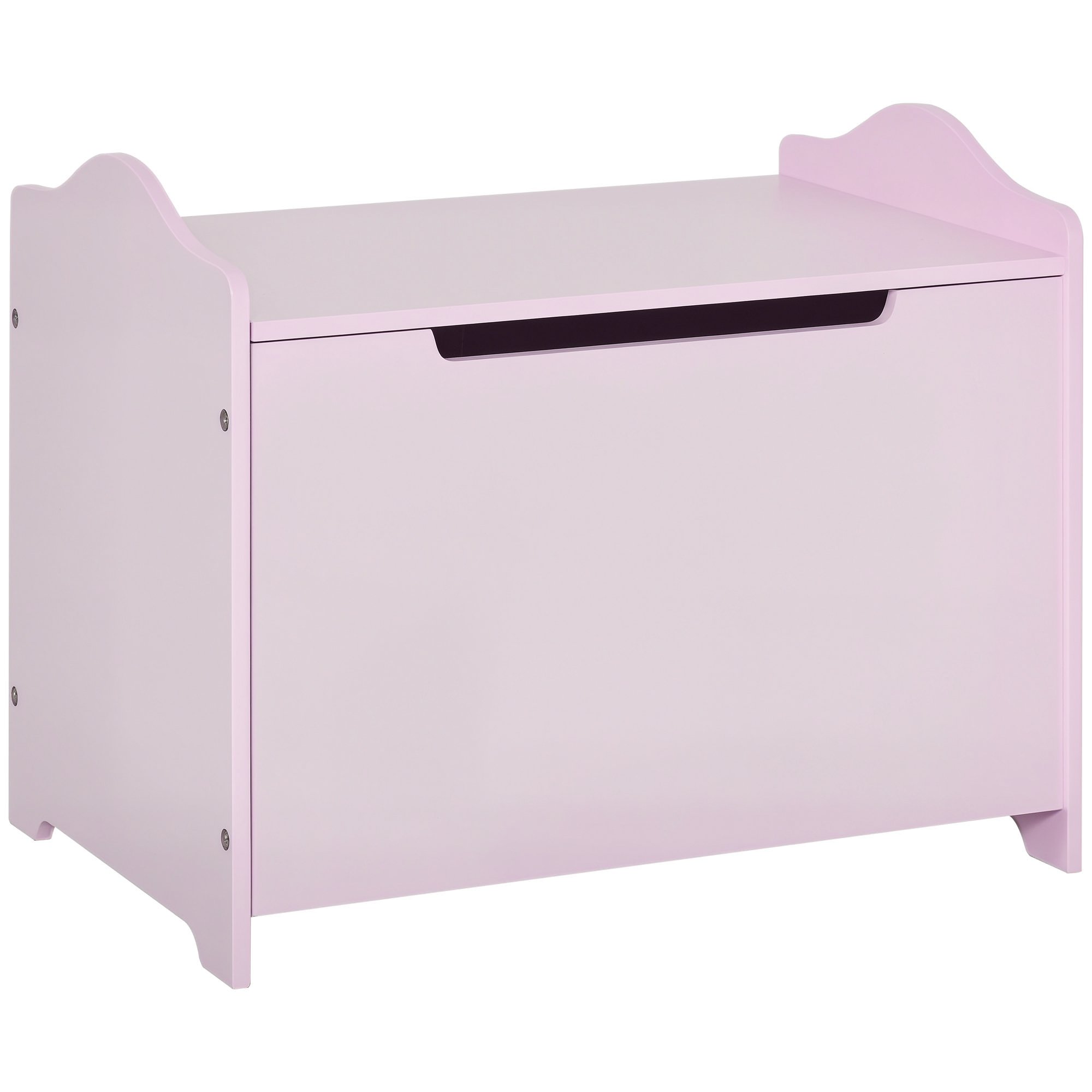 HOMCOM Single Wooden Toy Box with Seat Kids Storage Bench - Pink