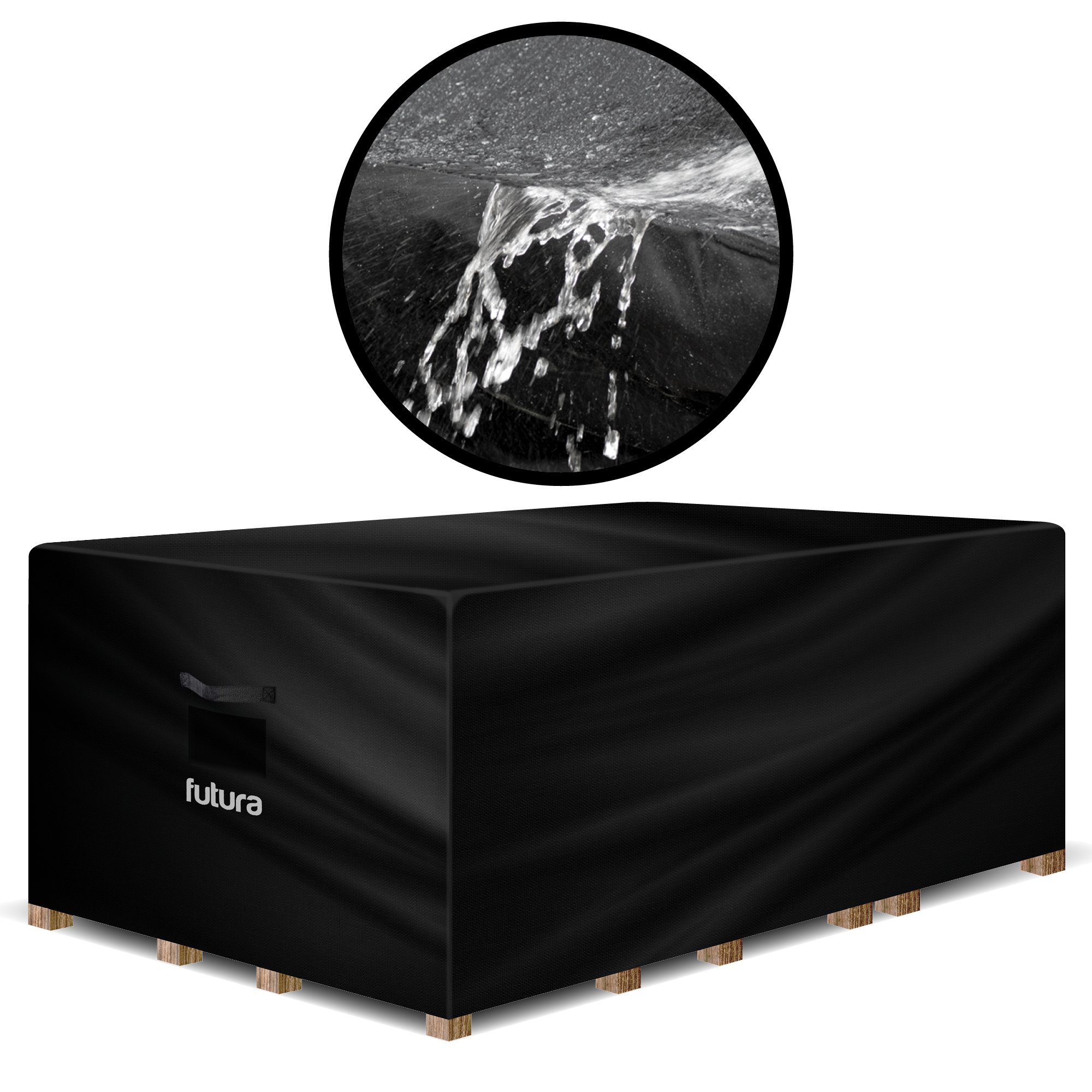 Futura Rectangular Waterproof Deluxe Garden Furniture Cover 213cm - Black