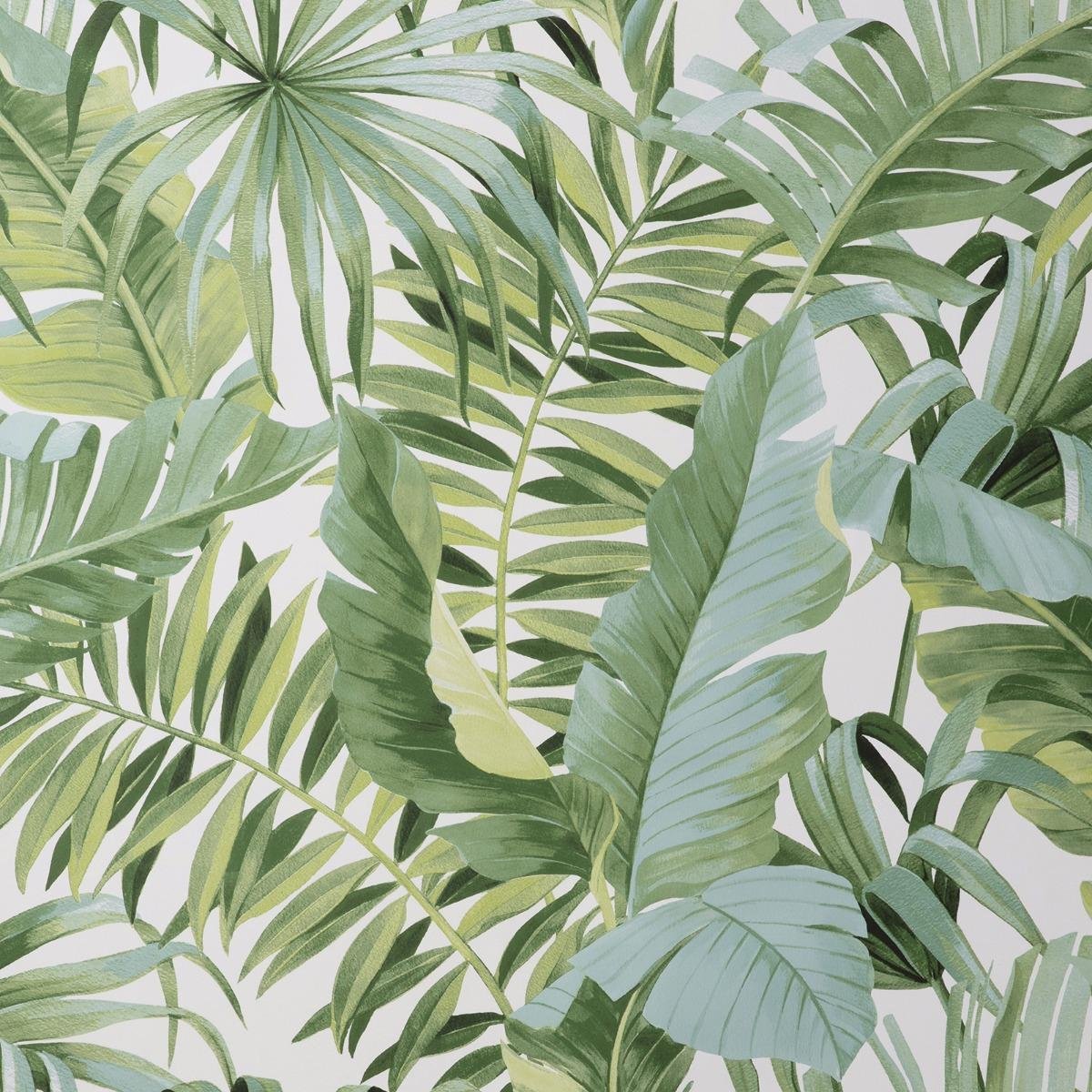 Fine Decor Maui Leaf Wallpaper - Green