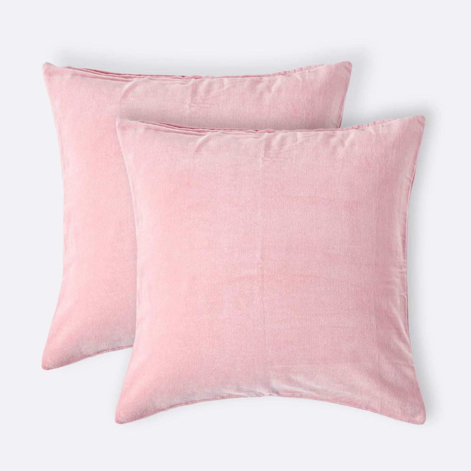 Homescapes Pink Set of 2 Cotton Velvet Cushion Cover - 40 x 40 cm