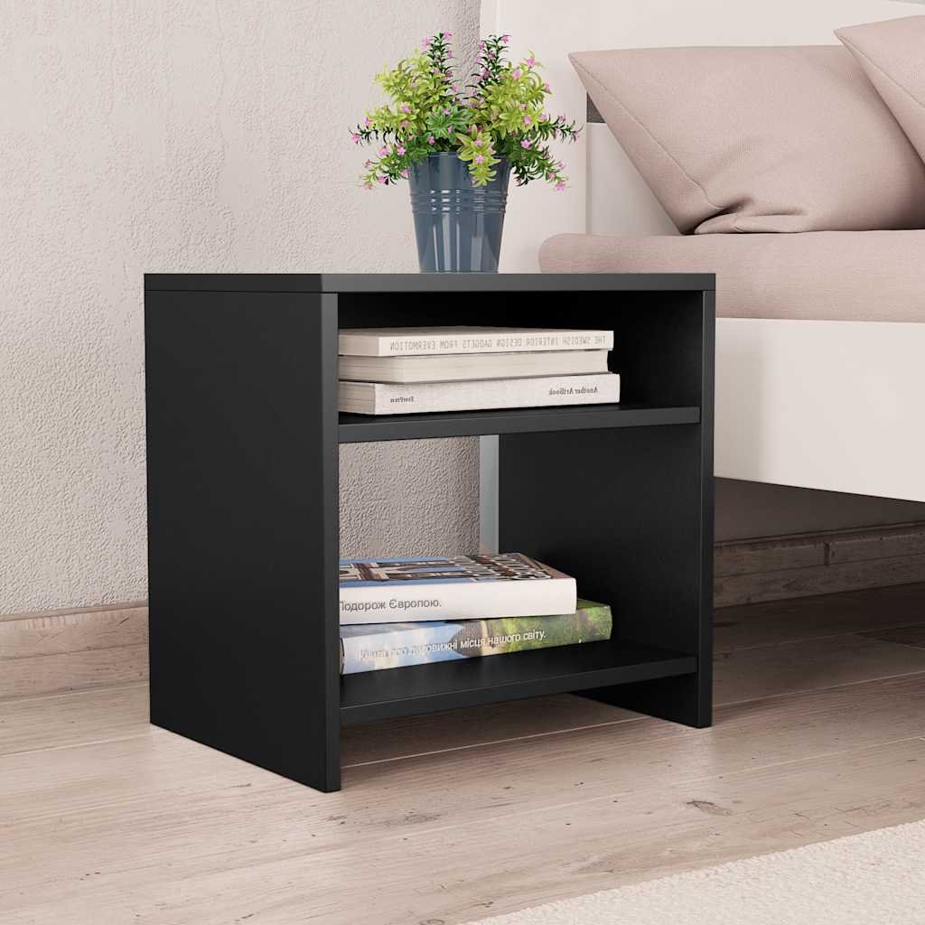 Walplus Engineered Wood Bedside Cabinet - Black - 40 x 30 x 40 cm