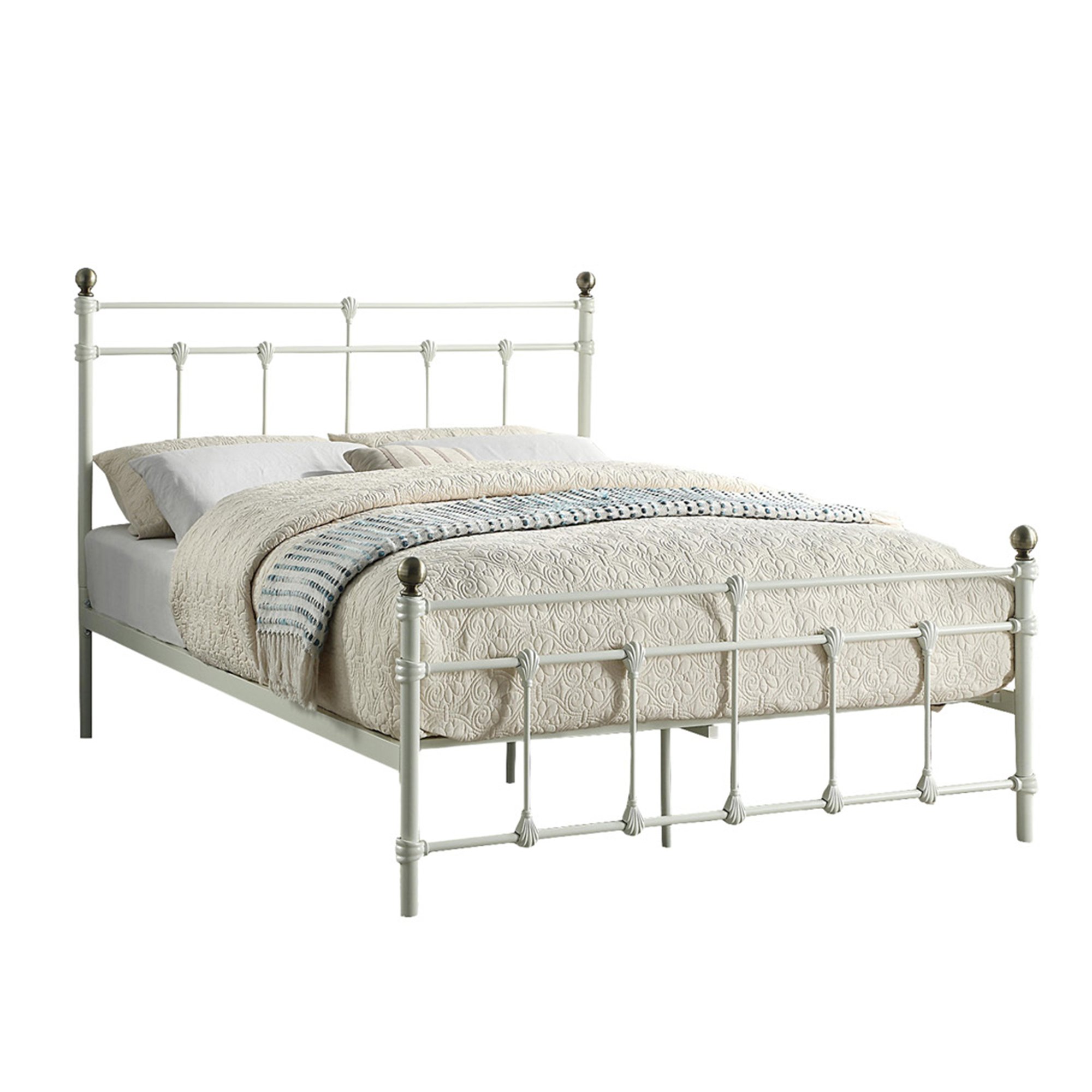 Slumberworks Bayford Vintage Style Metal Double Bed Frame – White