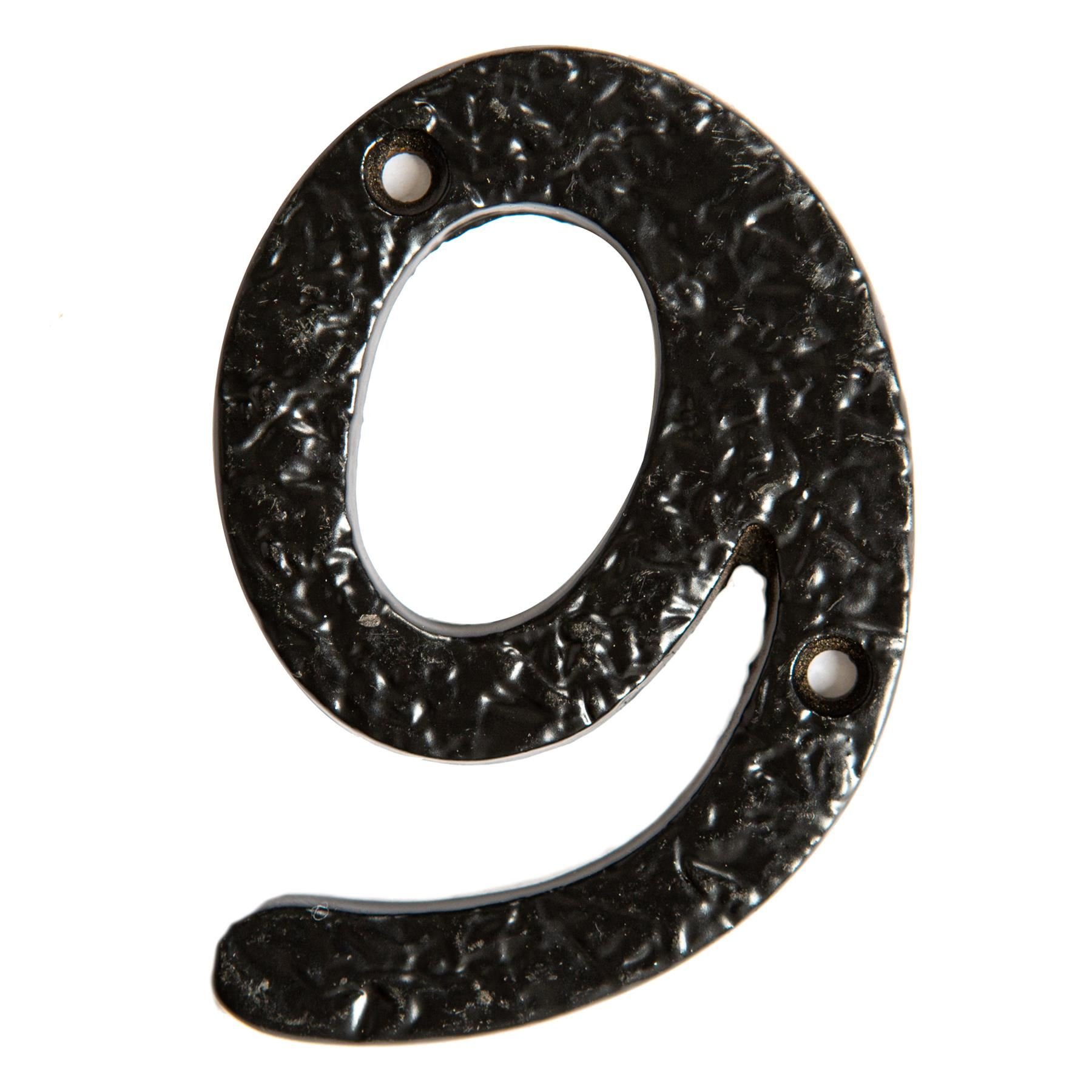 Hammer & Tongs Rustic Iron Numeral - Number 9 - Black