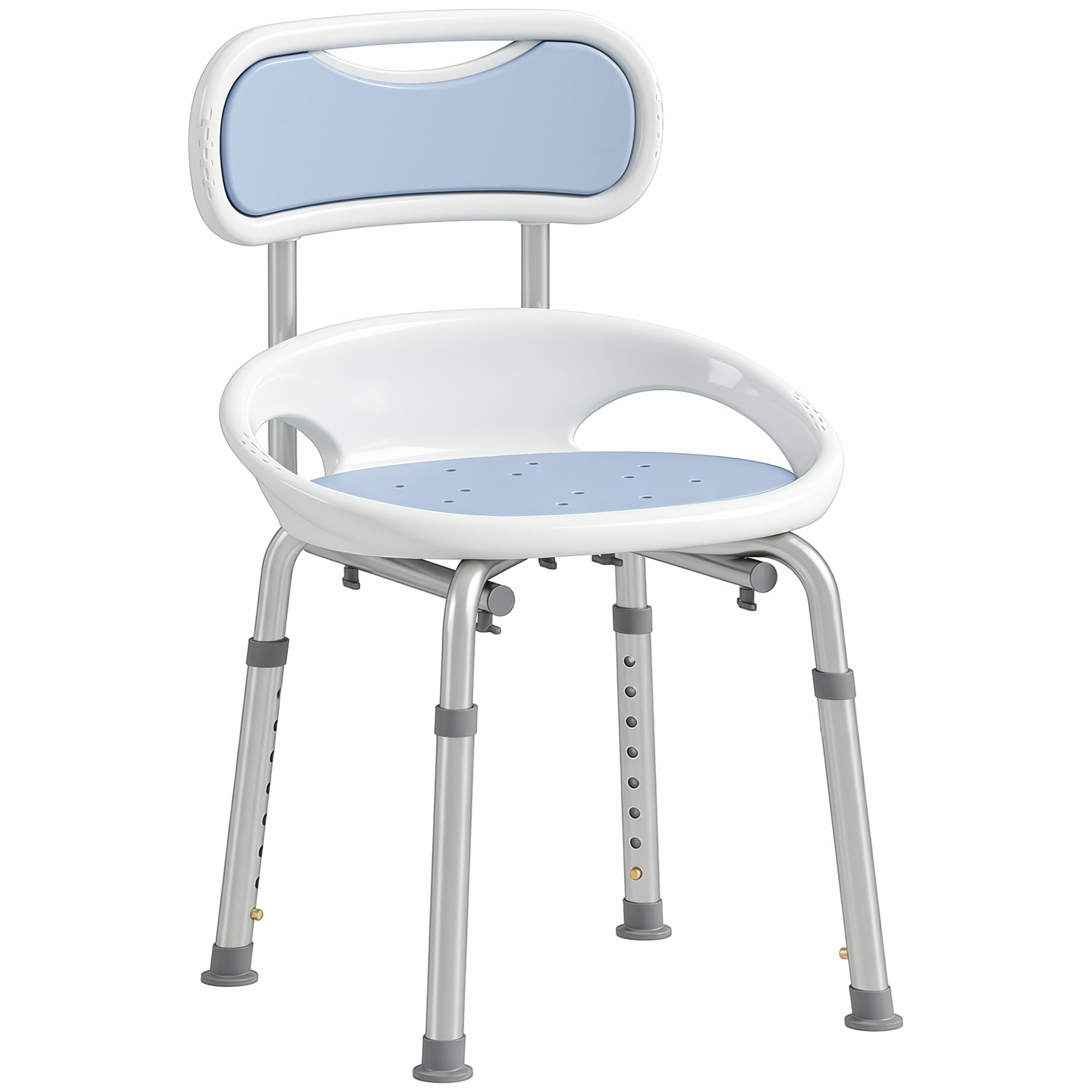 HOMCOM Aluminium Alloy Shower Chair with Back and Enclosed Side Support