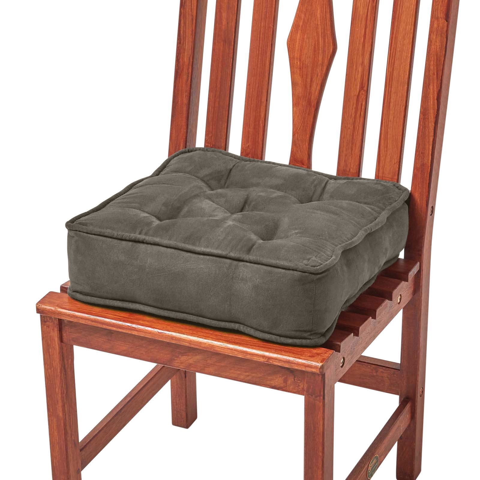 Homescapes Faux Suede Dining Chair Booster Cushion - Grey