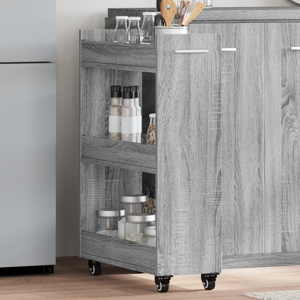 Walplus Engineered Wood Lockable Cabinet - Grey and Oak - 60 x 22 x 79 cm