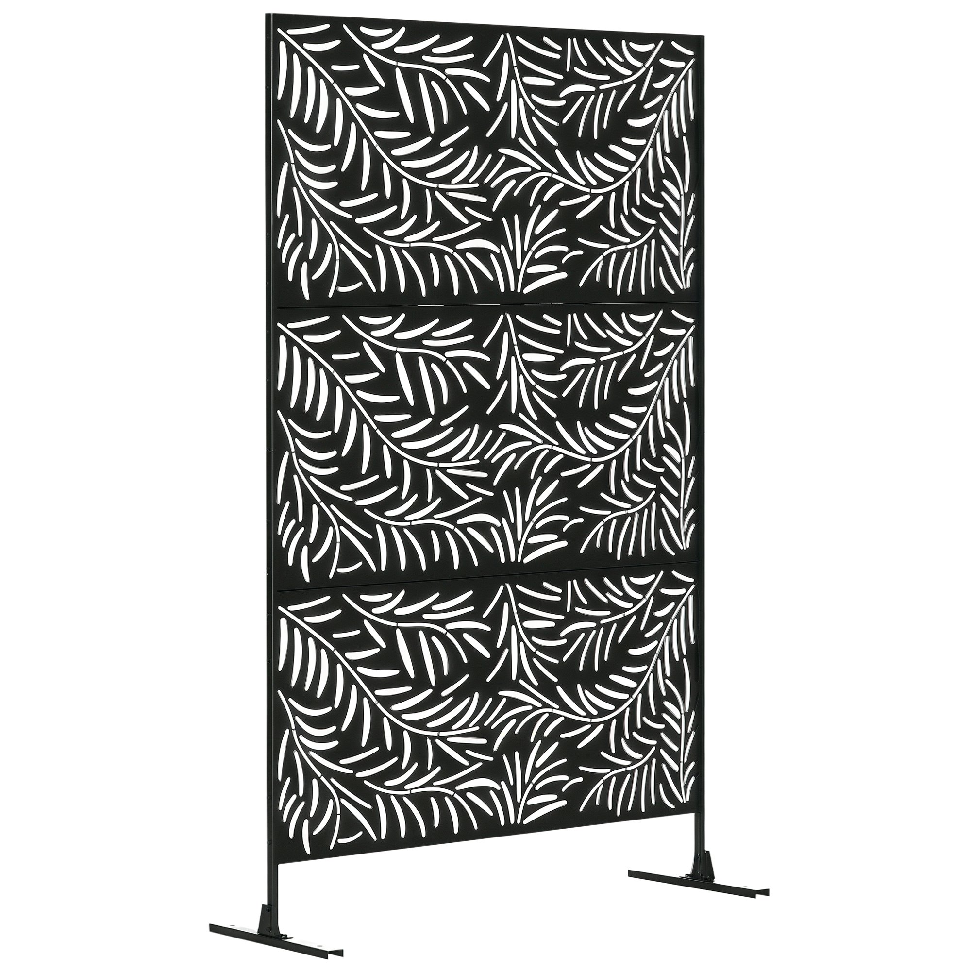 Outsunny Decorative Privacy Screen with Stand and Expansion Screws - Black