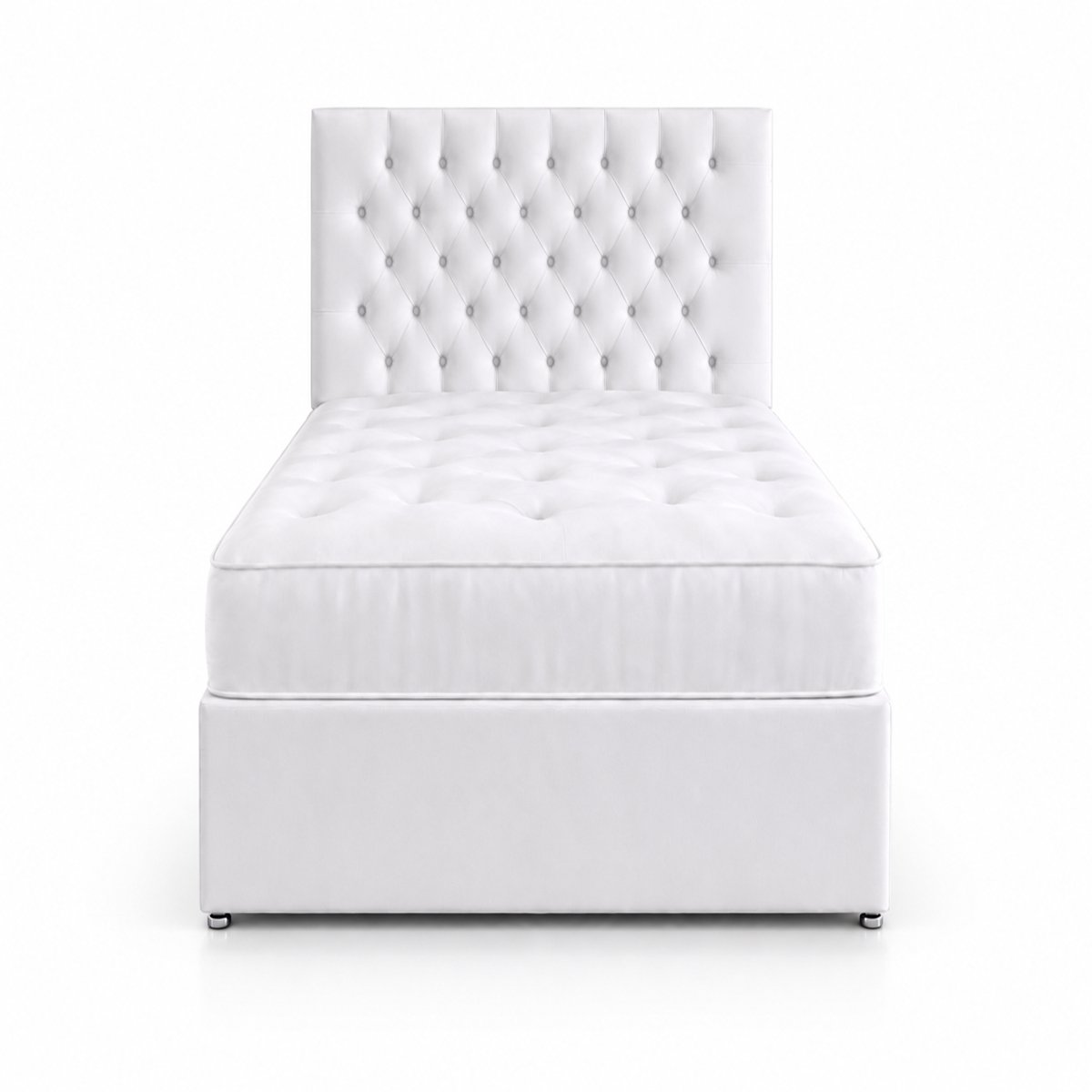 Comfy Deluxe 3ft Single       Velvet  Divan Bed Set -  White