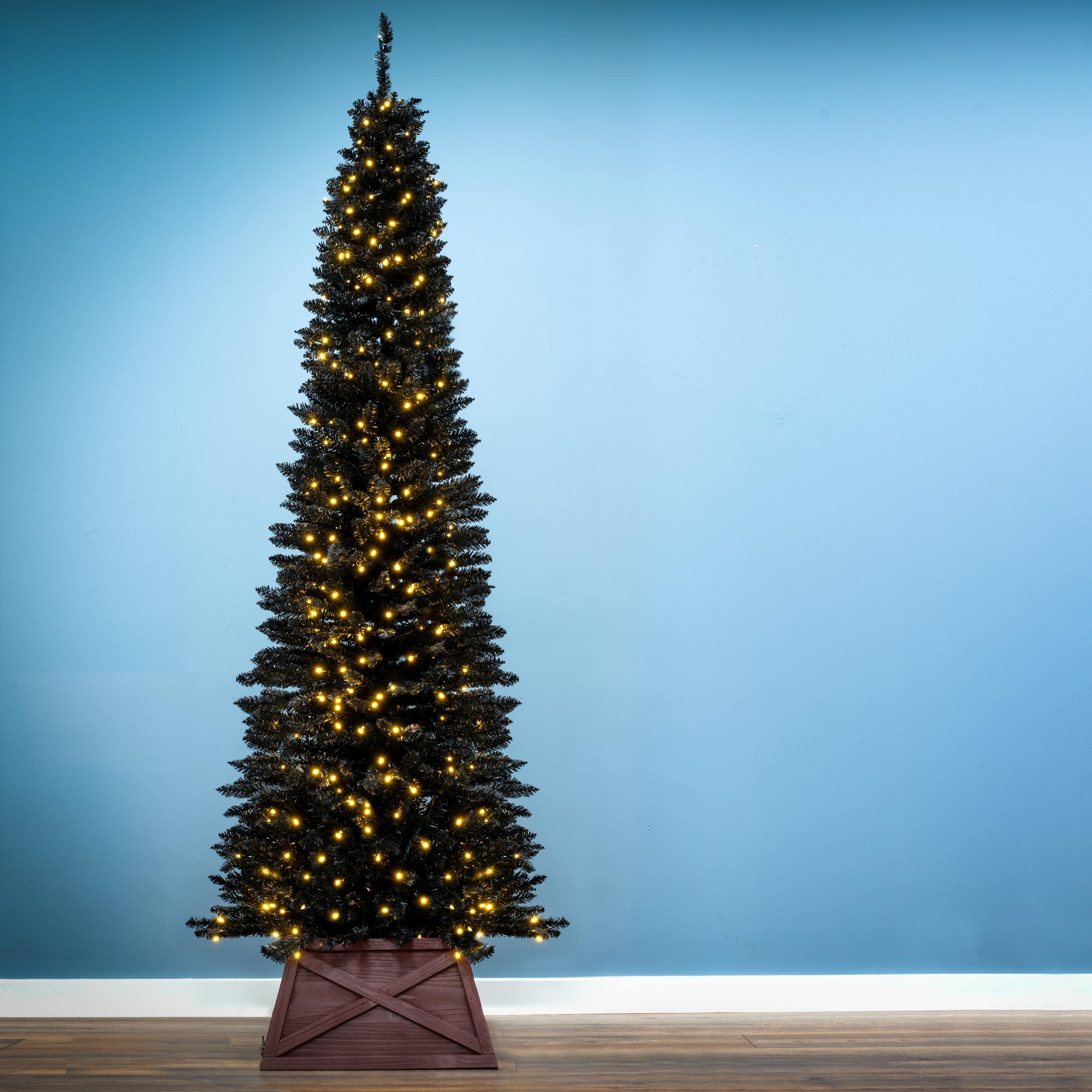 Christmas Tree World 8ft Pre-Lit Black Italian Pencilimo Christmas Tree