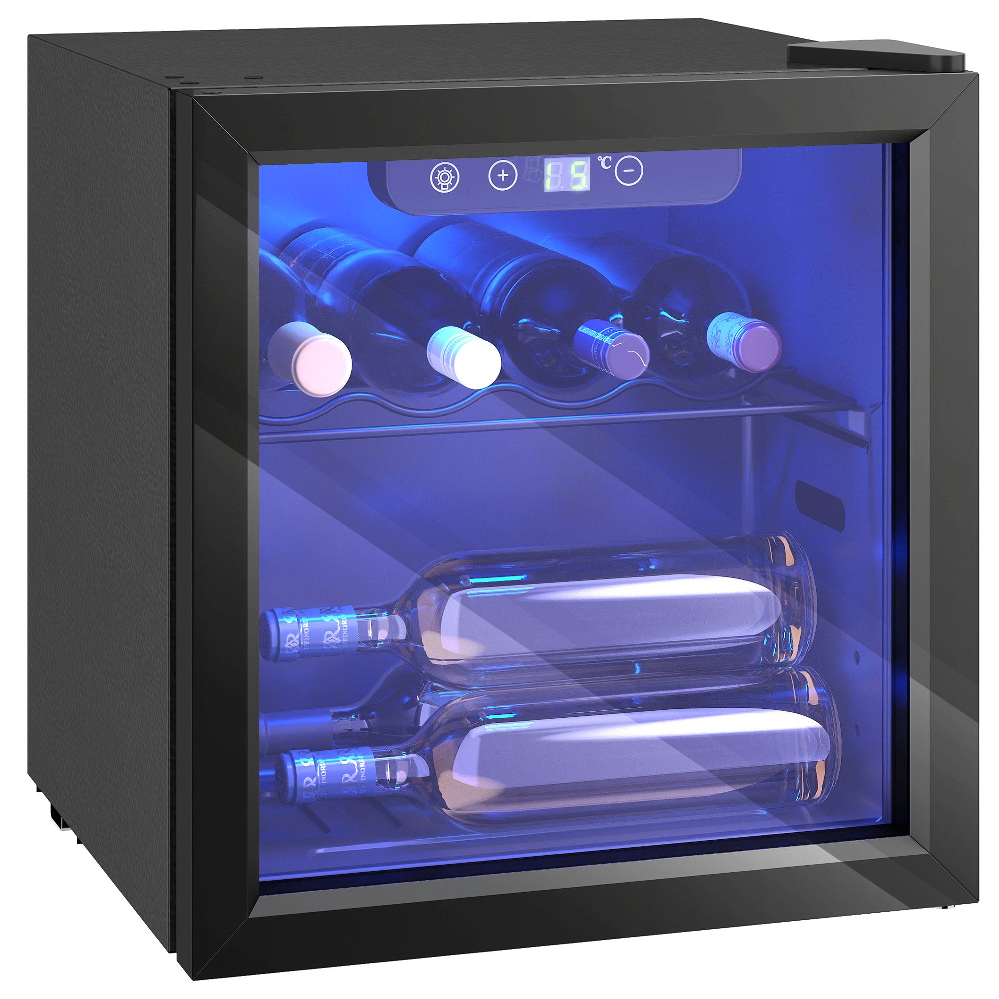 HOMCOM 36 Litre Table Top Wine Cooler with Glass Door and LED Light