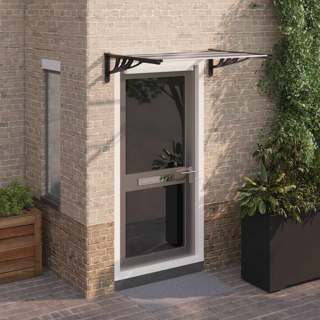 Walplus Polycarbonate Door Canopy - Black and Transparent - 122 x 90 x 27.5 cm