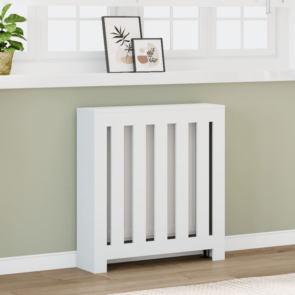 Walplus Vertical Slats Engineered Wood Radiator Cover - White - 78 x 20 x 82 cm