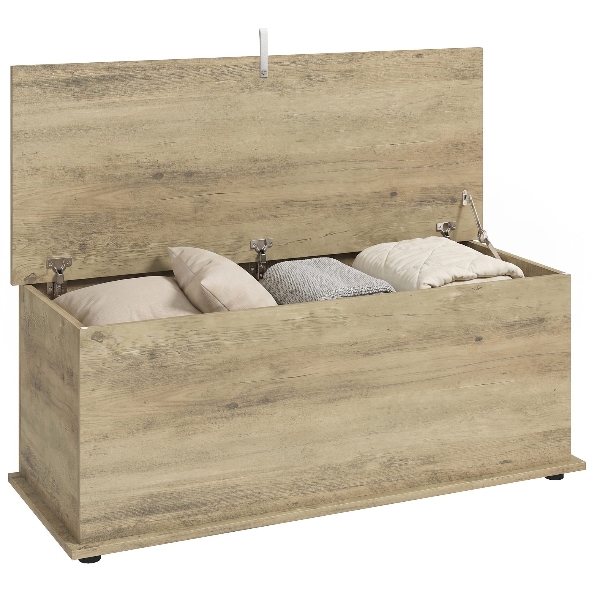 HOMCOM Large 114L Storage Chest with Safety Hinged Lid - Grey