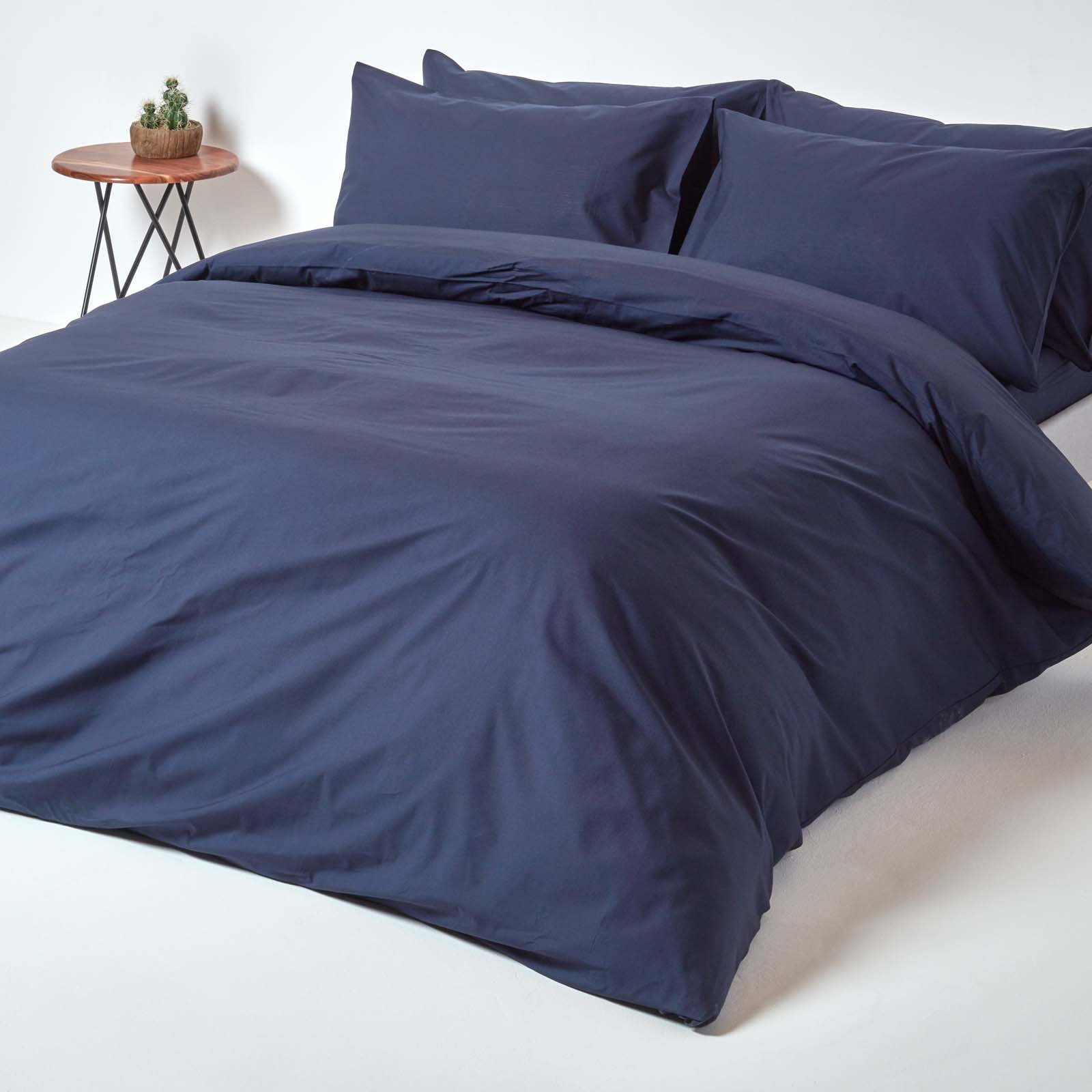 Homescapes Egyptian Cotton Navy Blue Bedding Set - Single