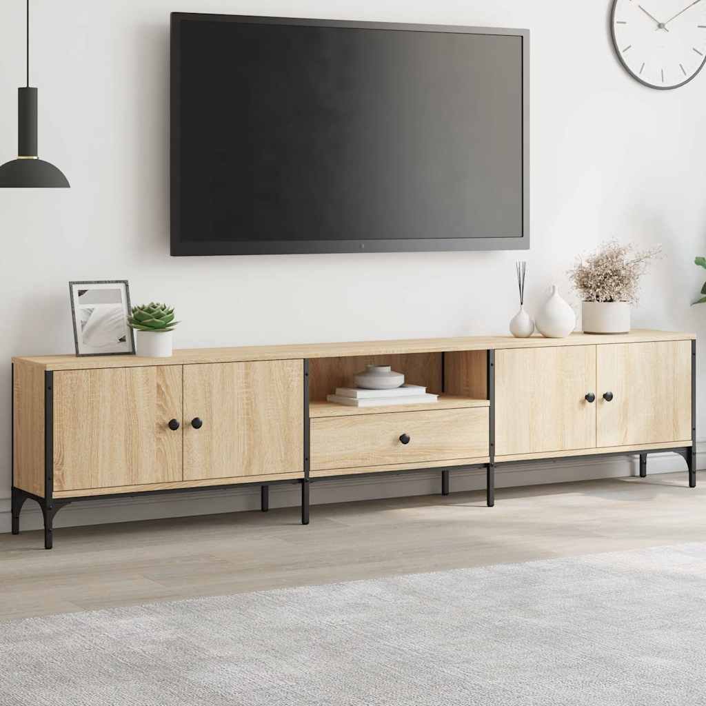 Walplus Engineered Wood TV Cabinet with Drawers - Light Oak - 200 x 25 x 44 cm