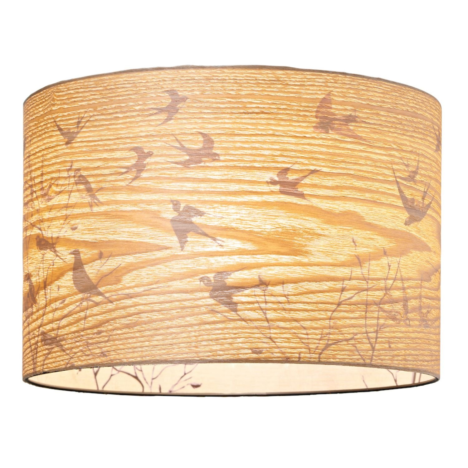 Happy Homewares Light Brown Bamboo Wood Effect with Inner Lampshade - 30cm