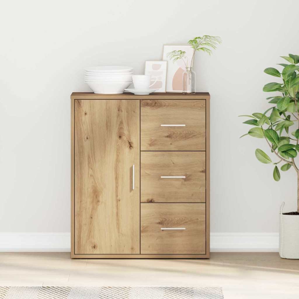 Walplus Engineered Wood 3 Drawer Sideboard - Oak - 60 x 31 x 70 cm