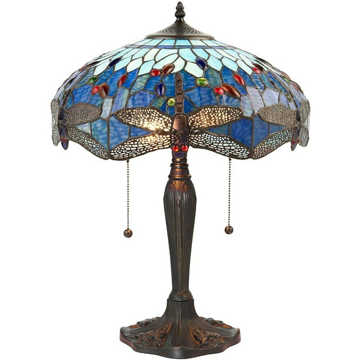Loops Direct 41cm Diameter Zinc Alloy Table Lamp - Dark Bronze and Blue