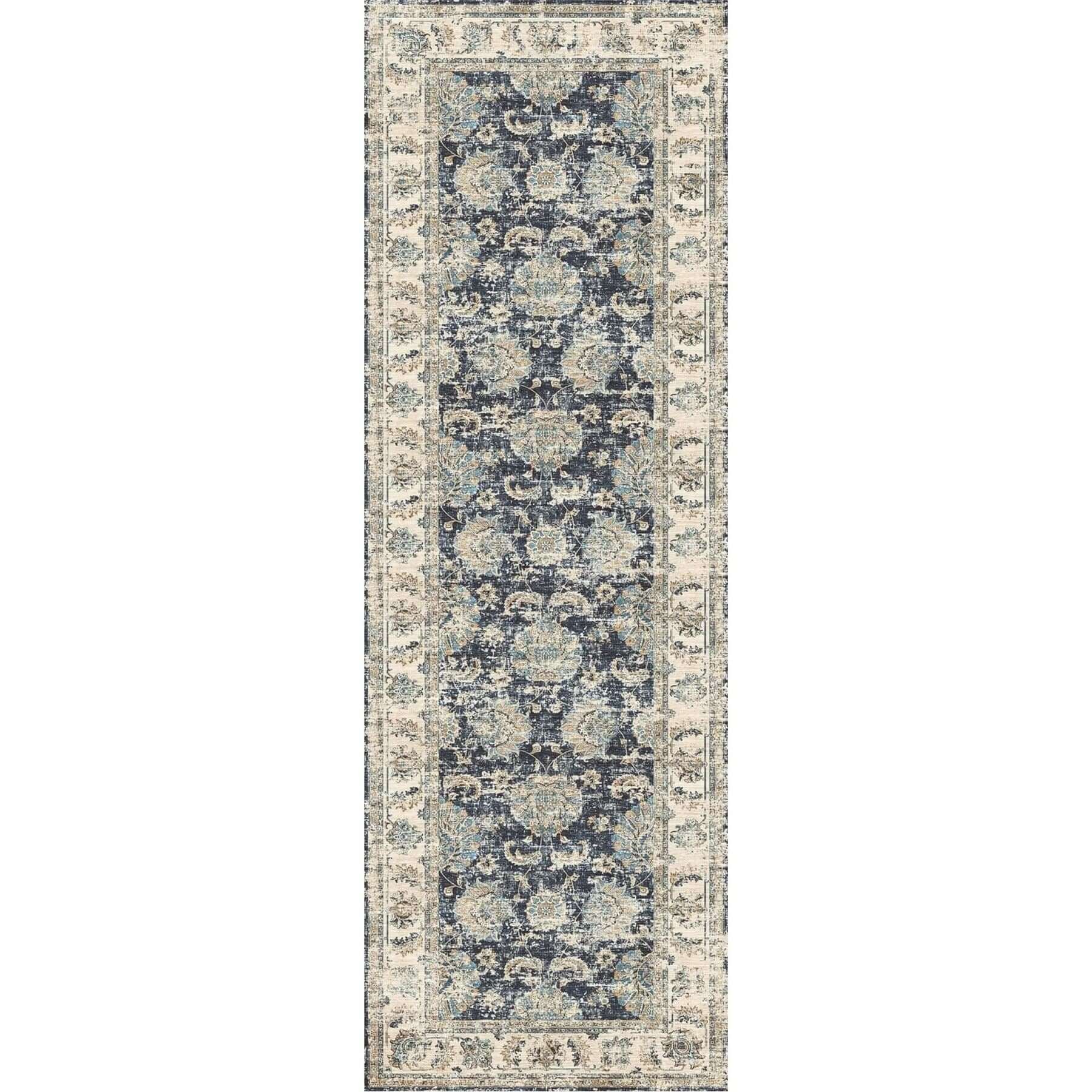 The Rugs Blue Perla Vintage Runner Rug - 60 x 180cm