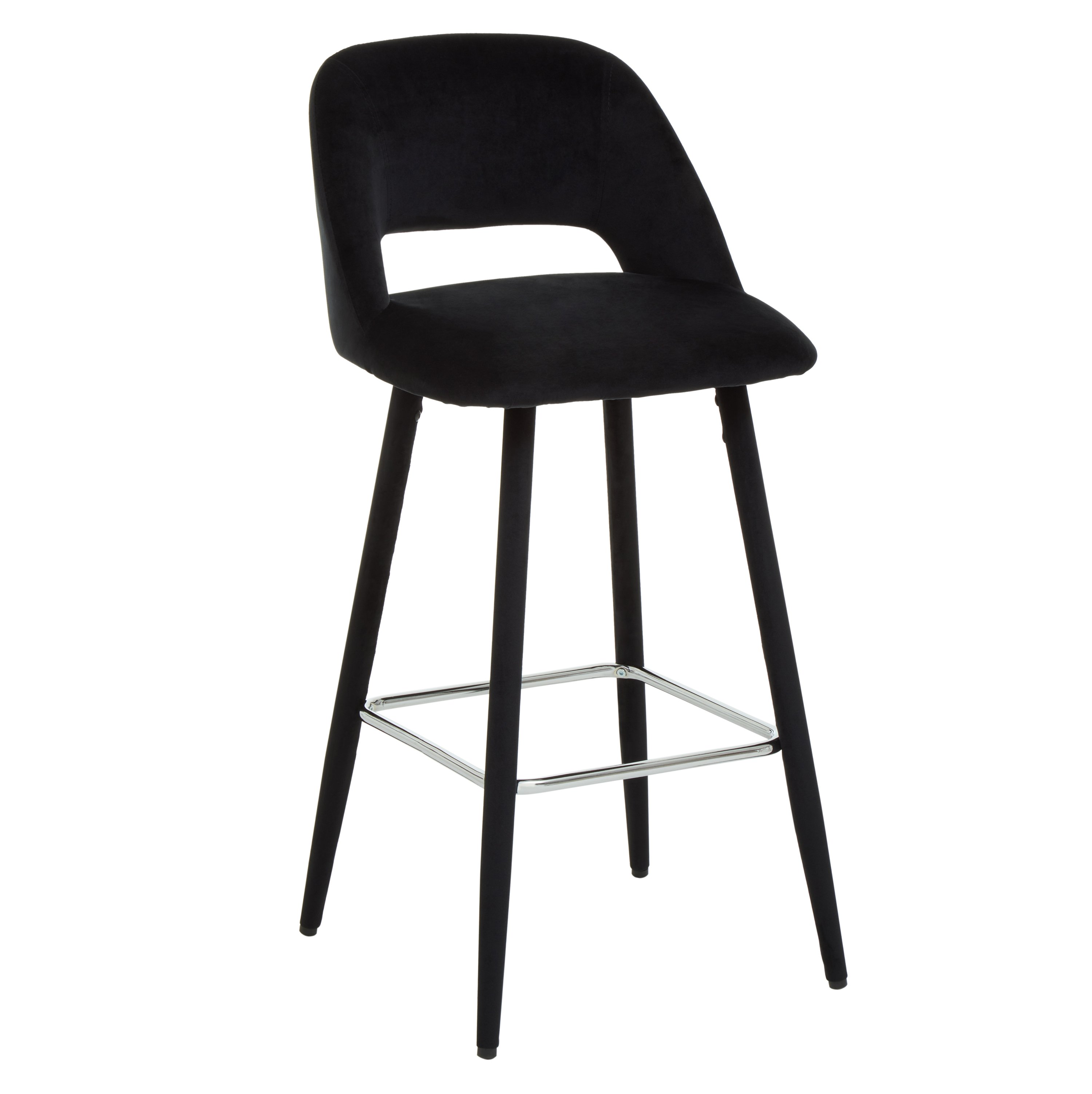 Orsina Warren Velvet Bar Chair – Black & Silver
