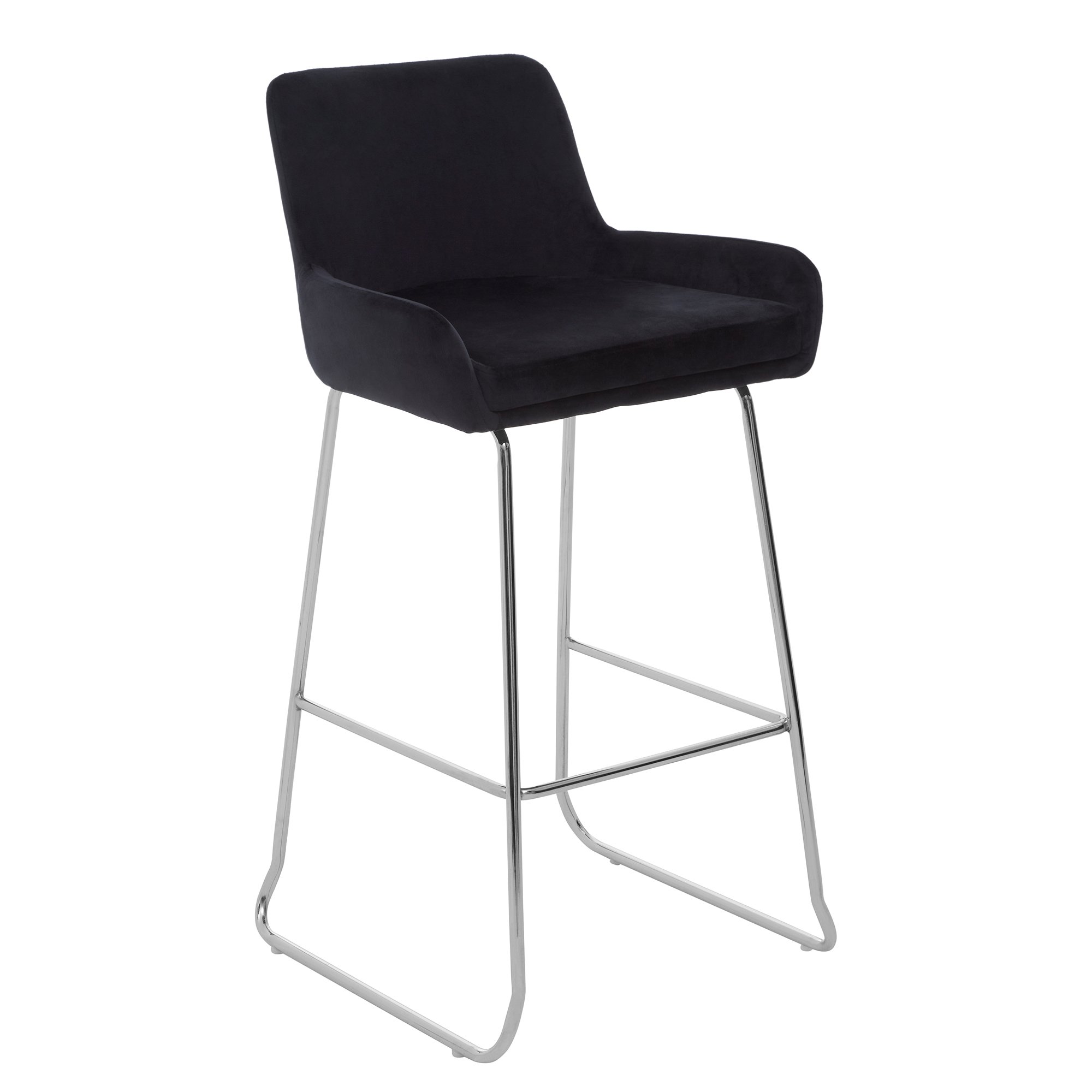 Orsina Tamzin Velvet Bar Chair – Black and Chrome