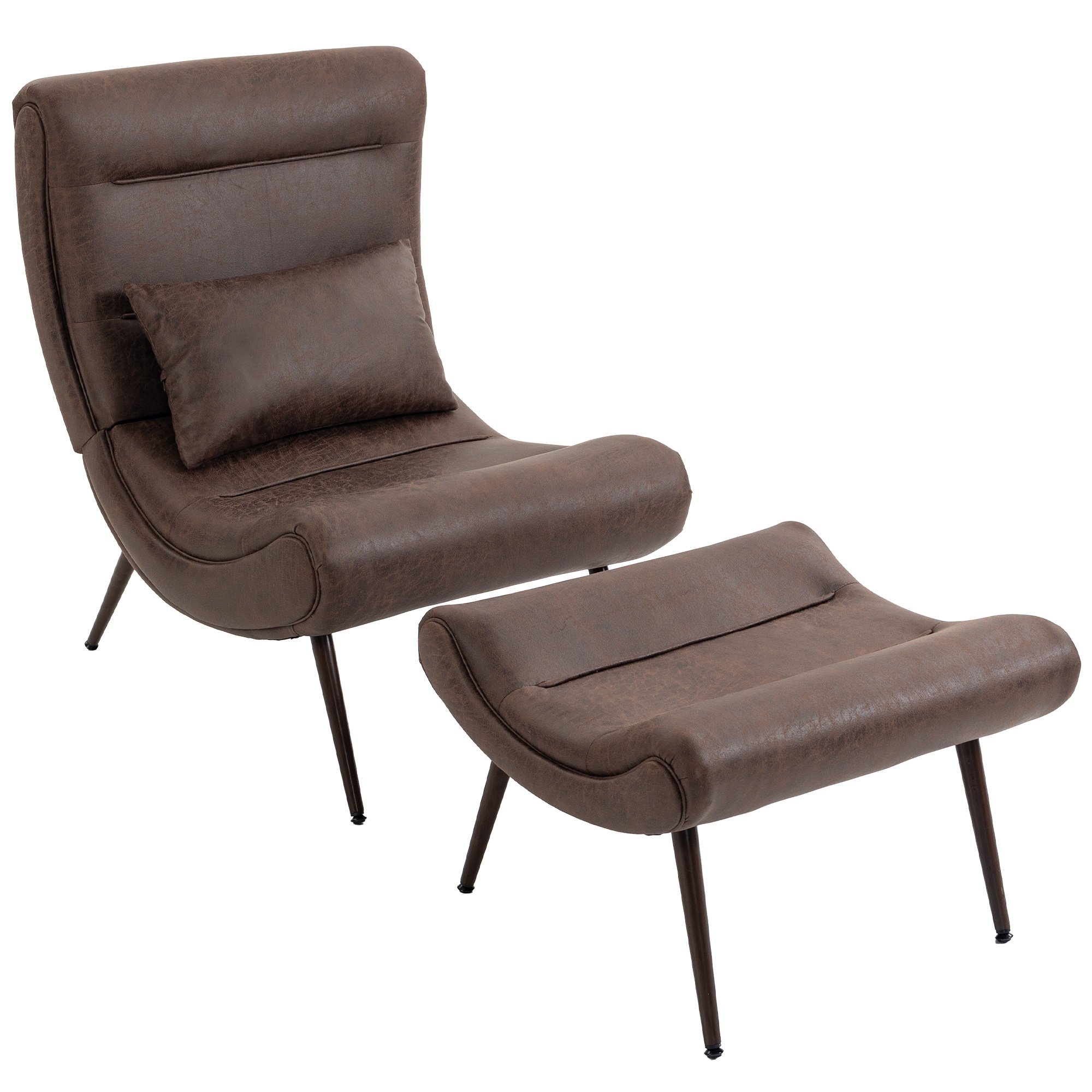 HOMCOM Modern Upholstered Lounge Chair - Dark Brown