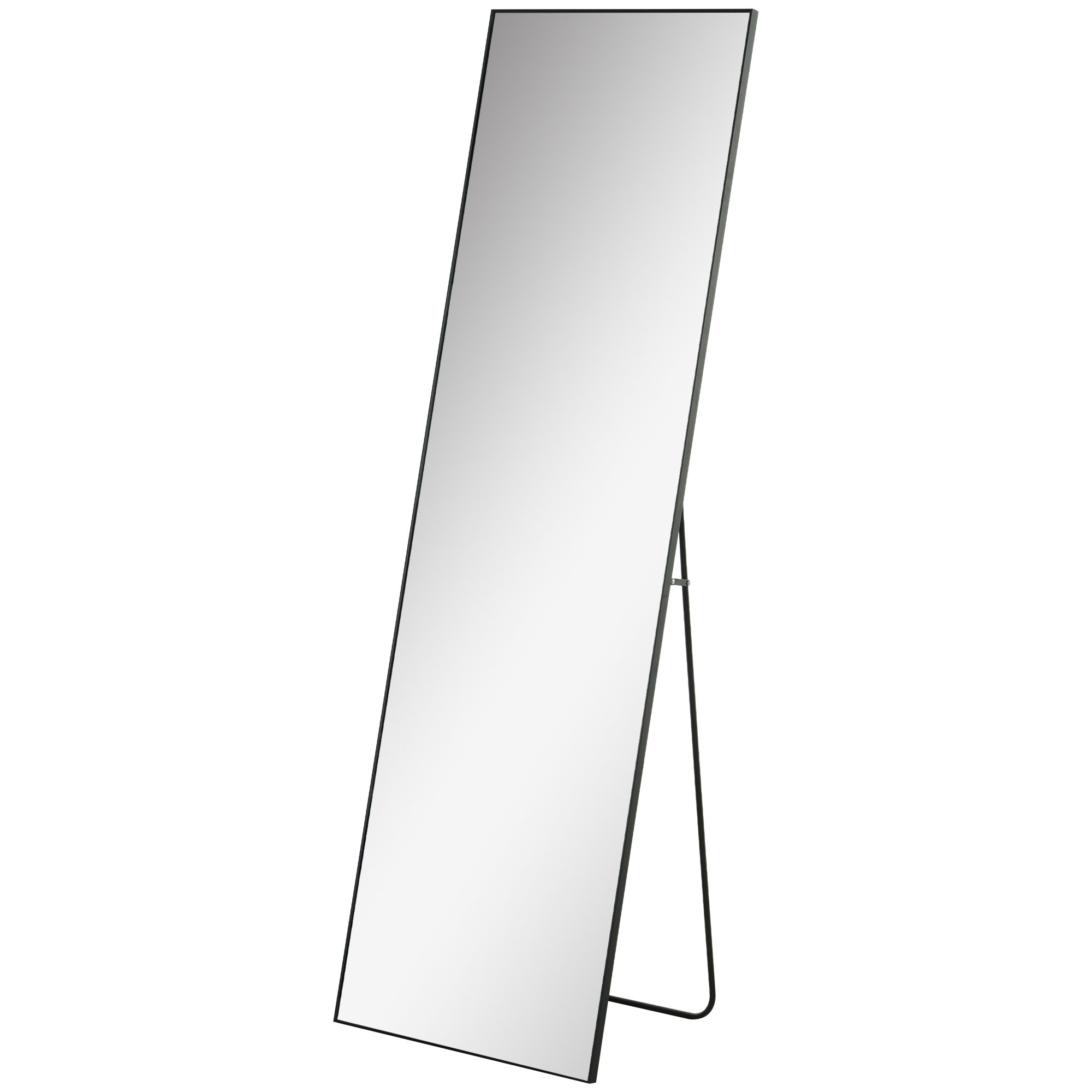 HOMCOM Aluminium Alloy Full Length Mirror with Tempered Glass - Black