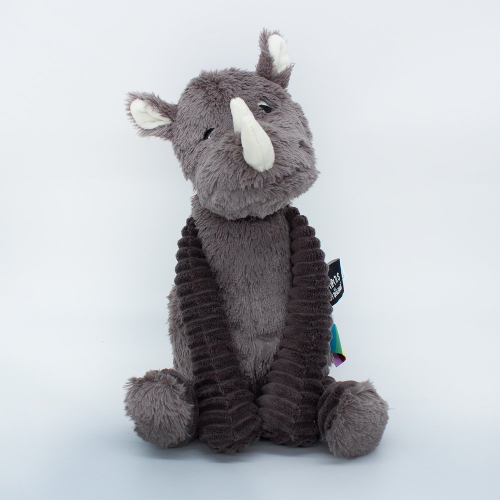 Les Deglingos Grosbisou the Rhino Plush Toy - Grey