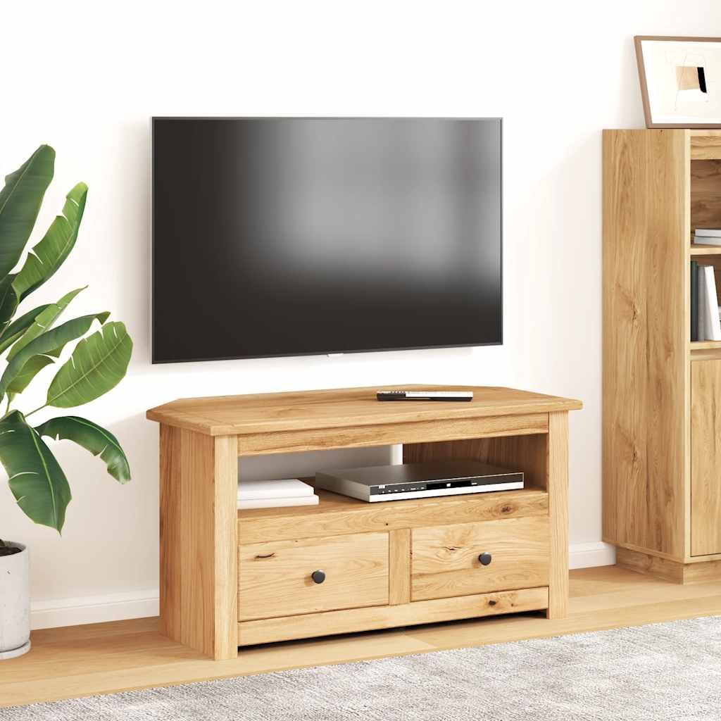 Walplus Solid Pine Corner TV Cabinet - Natural Wood - 93 x 49 x 49 cm