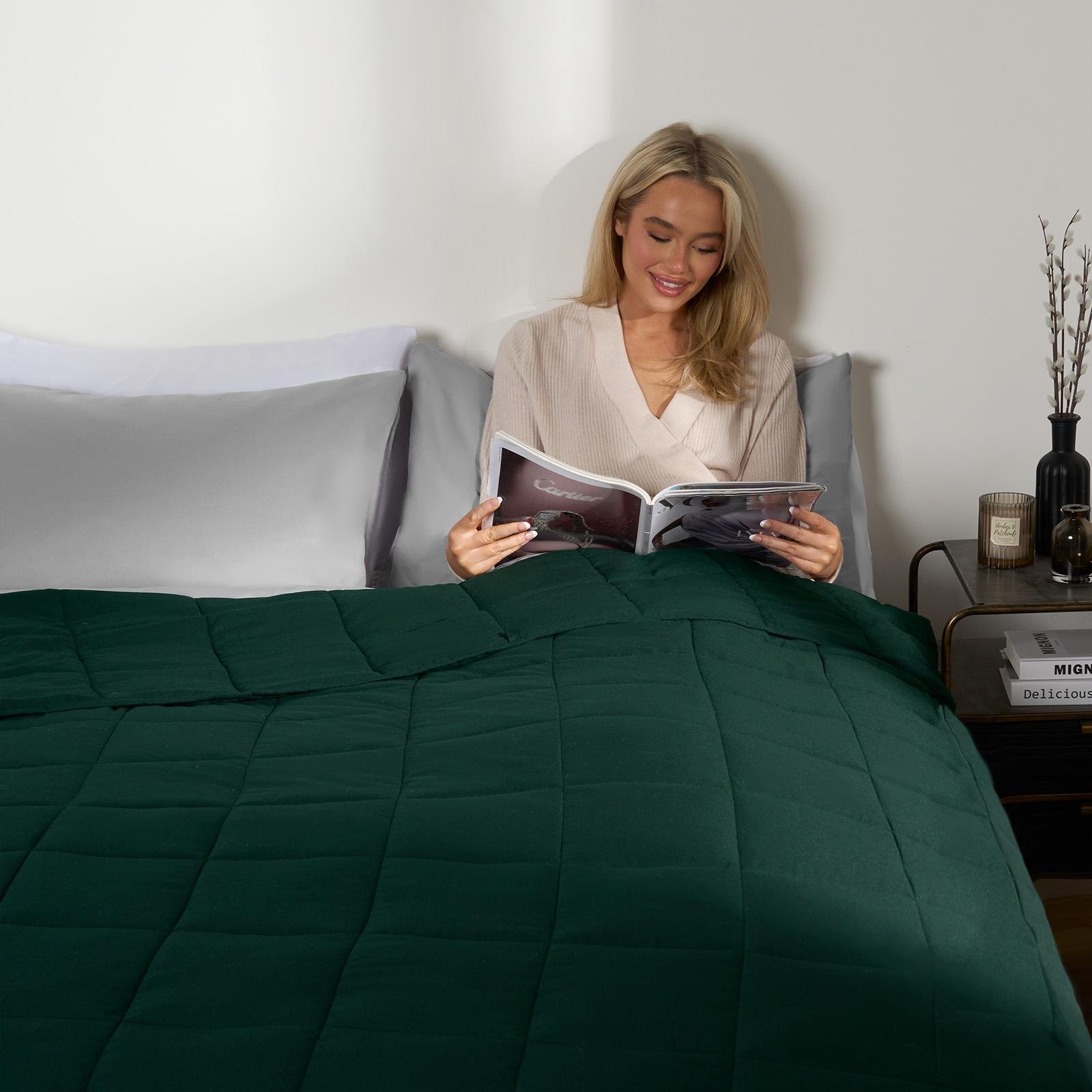 OHS Supersoft 10kg Weighted Blanket - 150x200cm - Forest Green