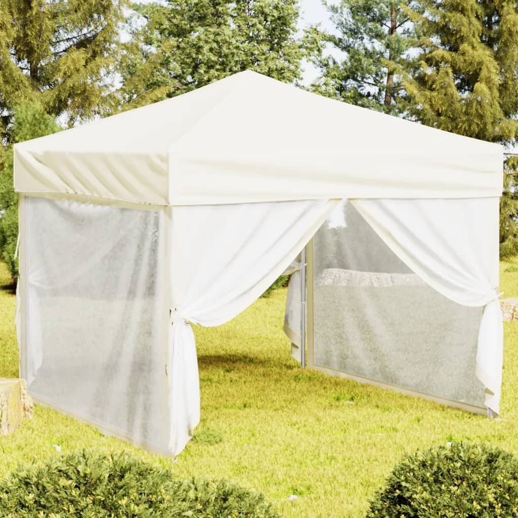 Walplus 3 x 3 m Foldable Party Tent with Sidewalls - Cream