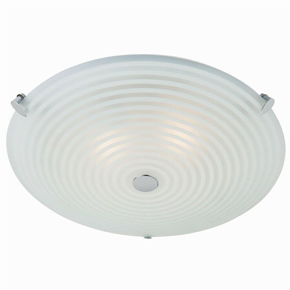 Loops Direct Glass and Steel Flush Ceiling Light - Frosted Clear