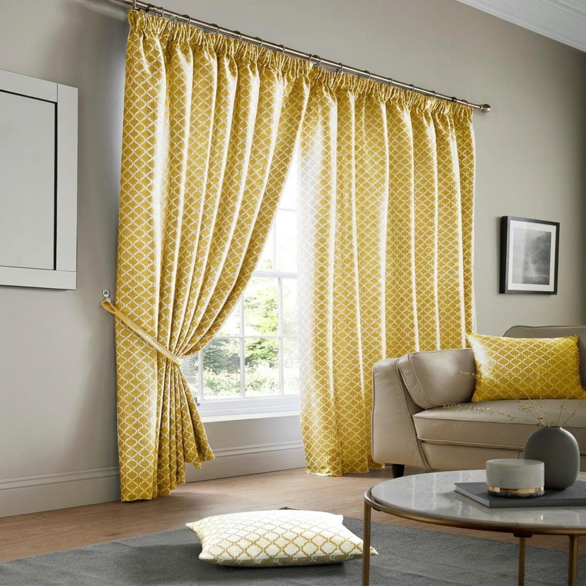 Alan Symonds Cotswold Pencil Pleat Curtains - Ochre - 117 x 183cm