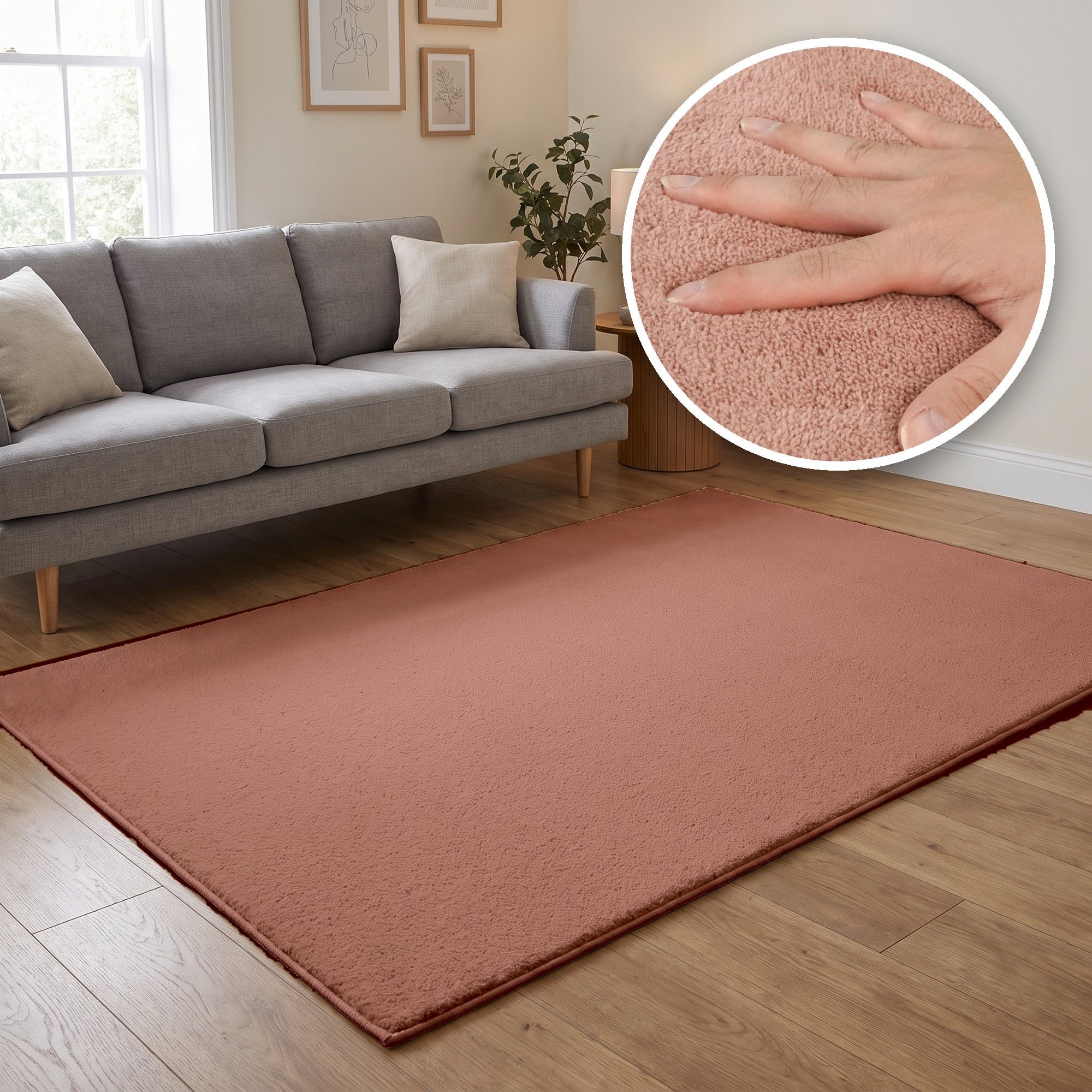 The Rugs Dark Pink Washmellow Plain Washable Non Slip Rug - 50 x 80cm