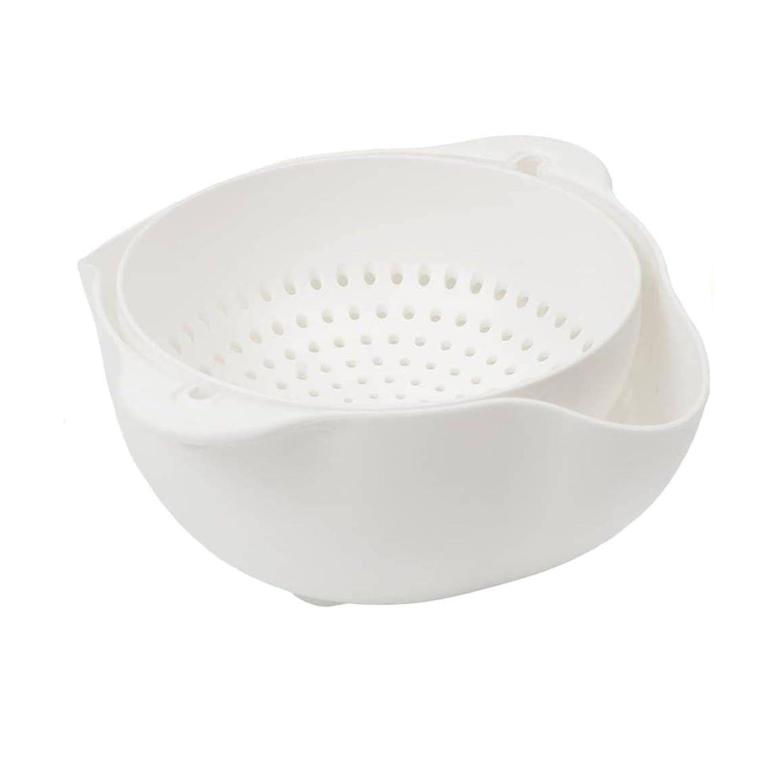 Calitek Colander Strainer Set with Detachable Plastic 1.3L Rotatable Bowl -White