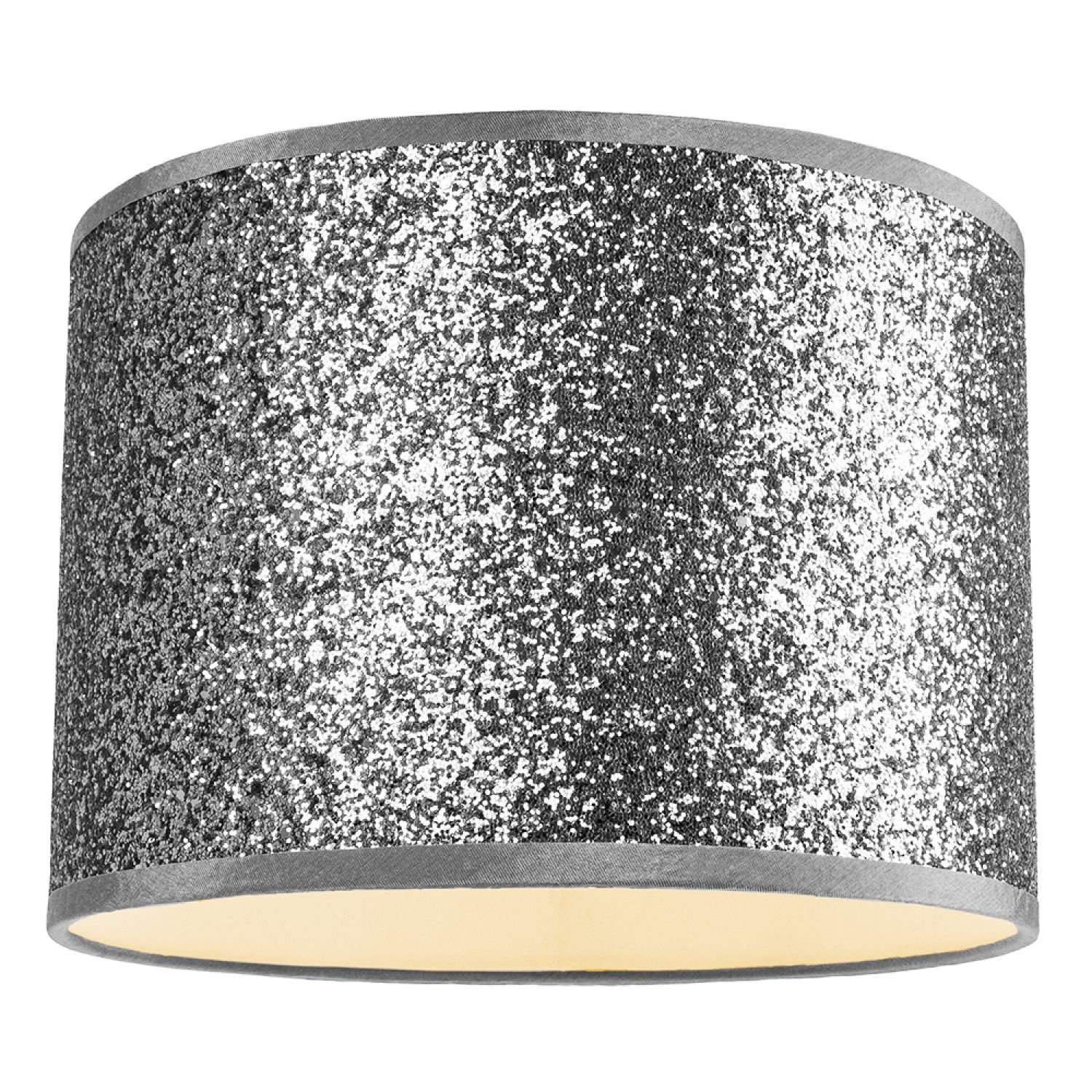 Happy Homewares Bright Silver Glitter Fabric Wide Pendant Shade - 30cm