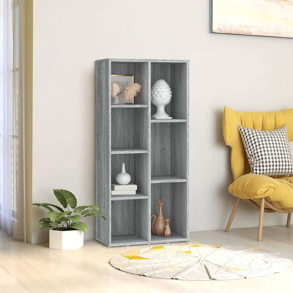 Walplus Engineered Wood Book Cabinet - Grey and Oak - 50 x 25 x 106 cm