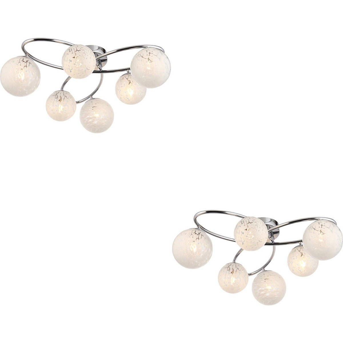 Loops Direct Set of 2 Steel and Glass Semi Flush Ceiling Light - Chrome