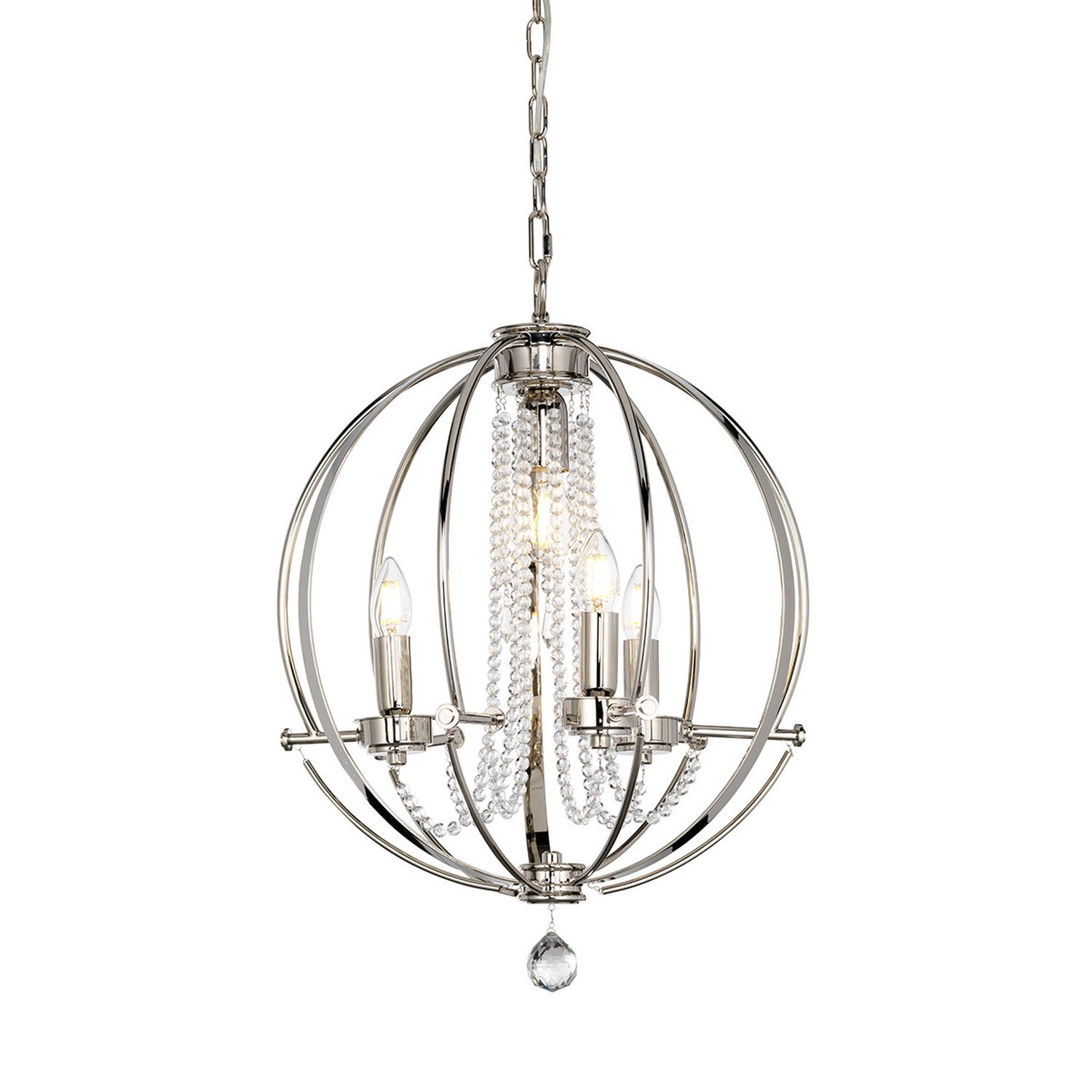 Elstead Cassie 3 Arm Chandelier - Polished Nickel Plated