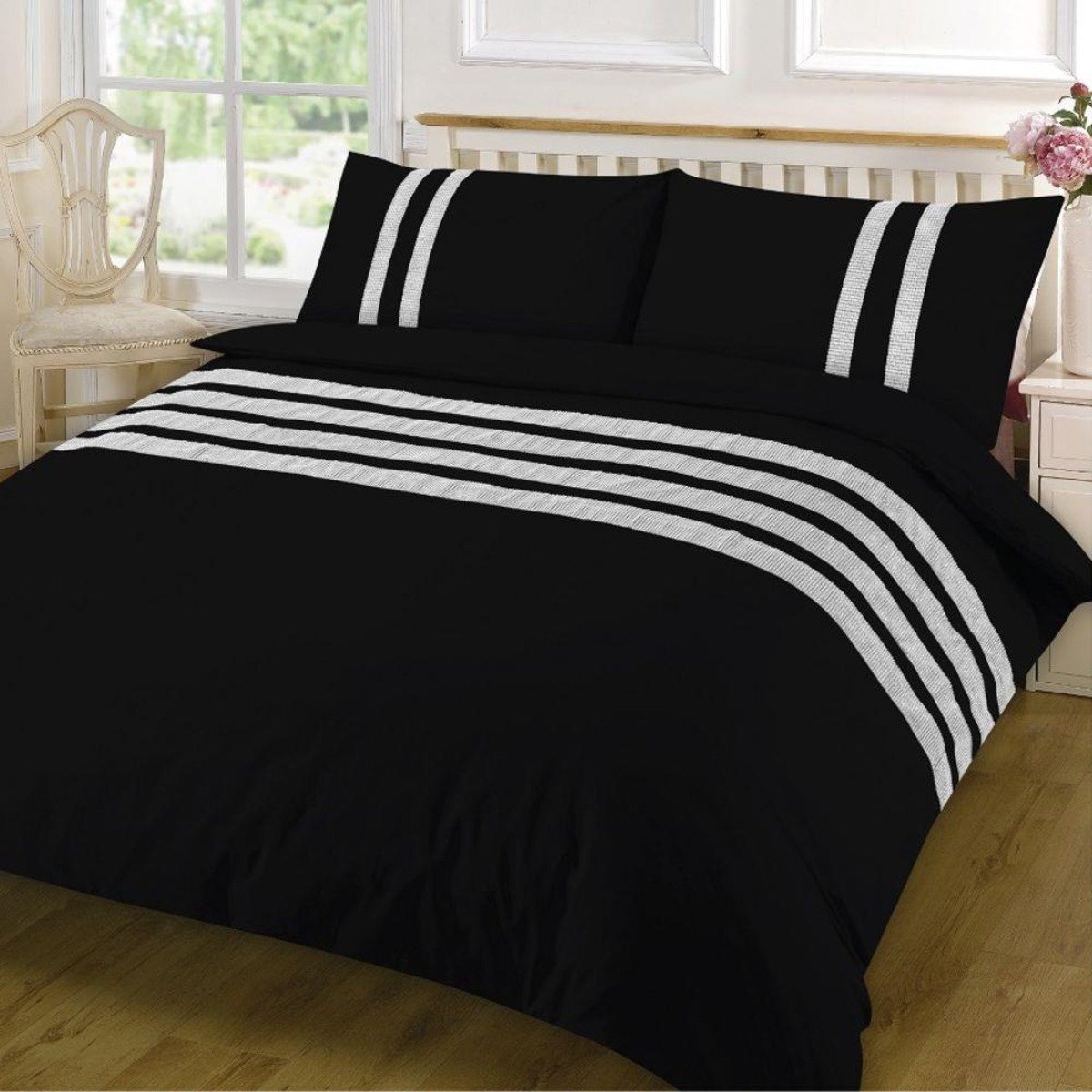 HomeSpace Direct Lace Dia Black Duvet Cover Set - Double