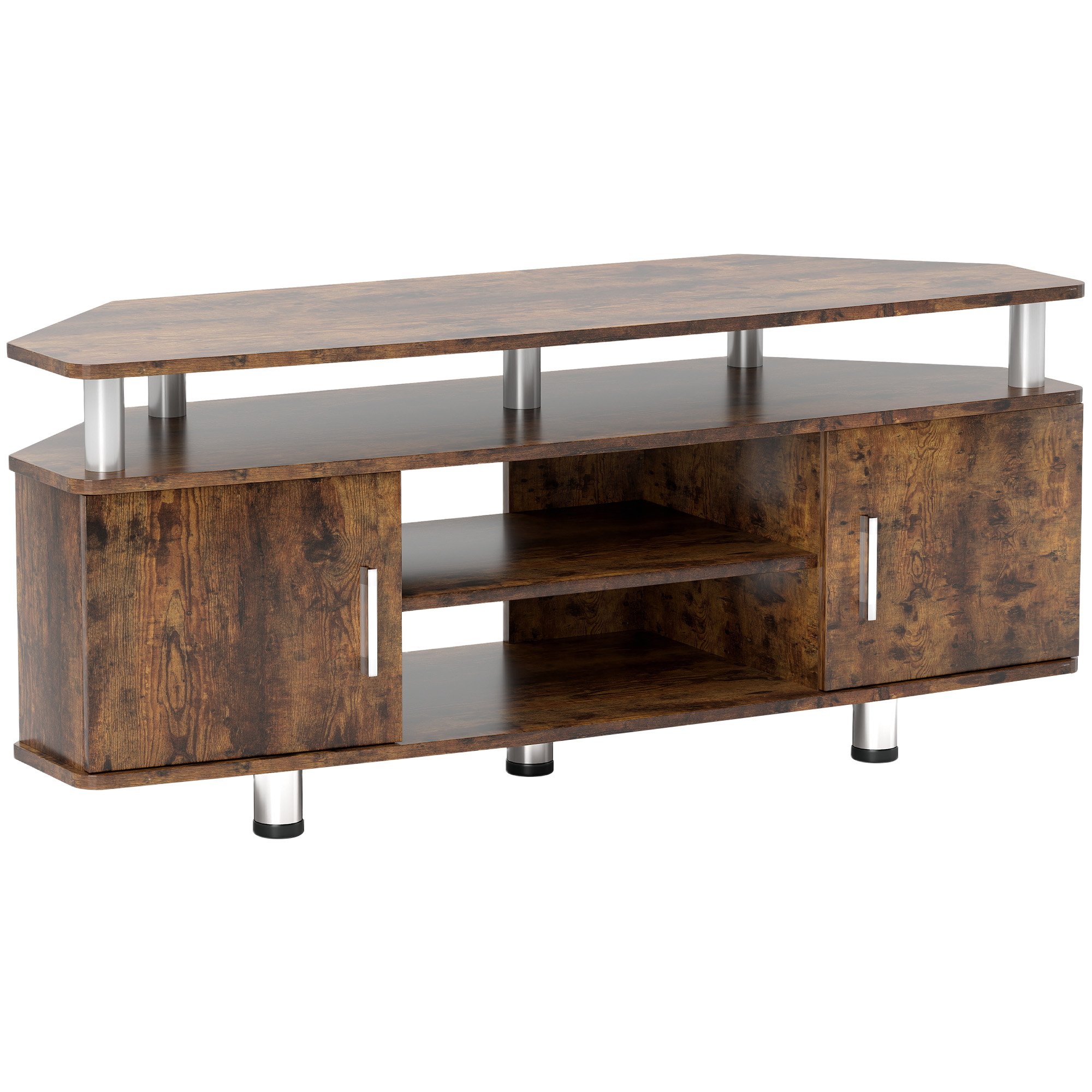 HOMCOM TV Unit Cabinet for TVs up to 55 Inches with Cupboard - Rustic Brown