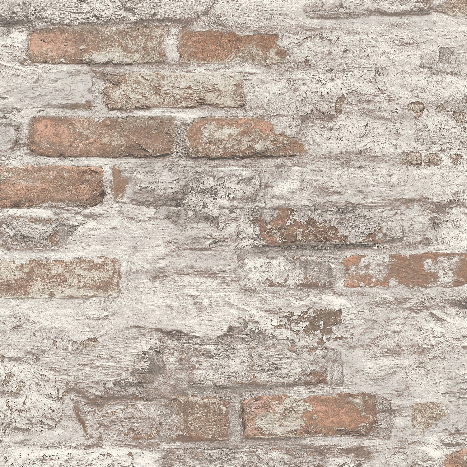 Grandeco Whitewashed Battersea Brick Industrial Textured Wallpaper - Terracotta