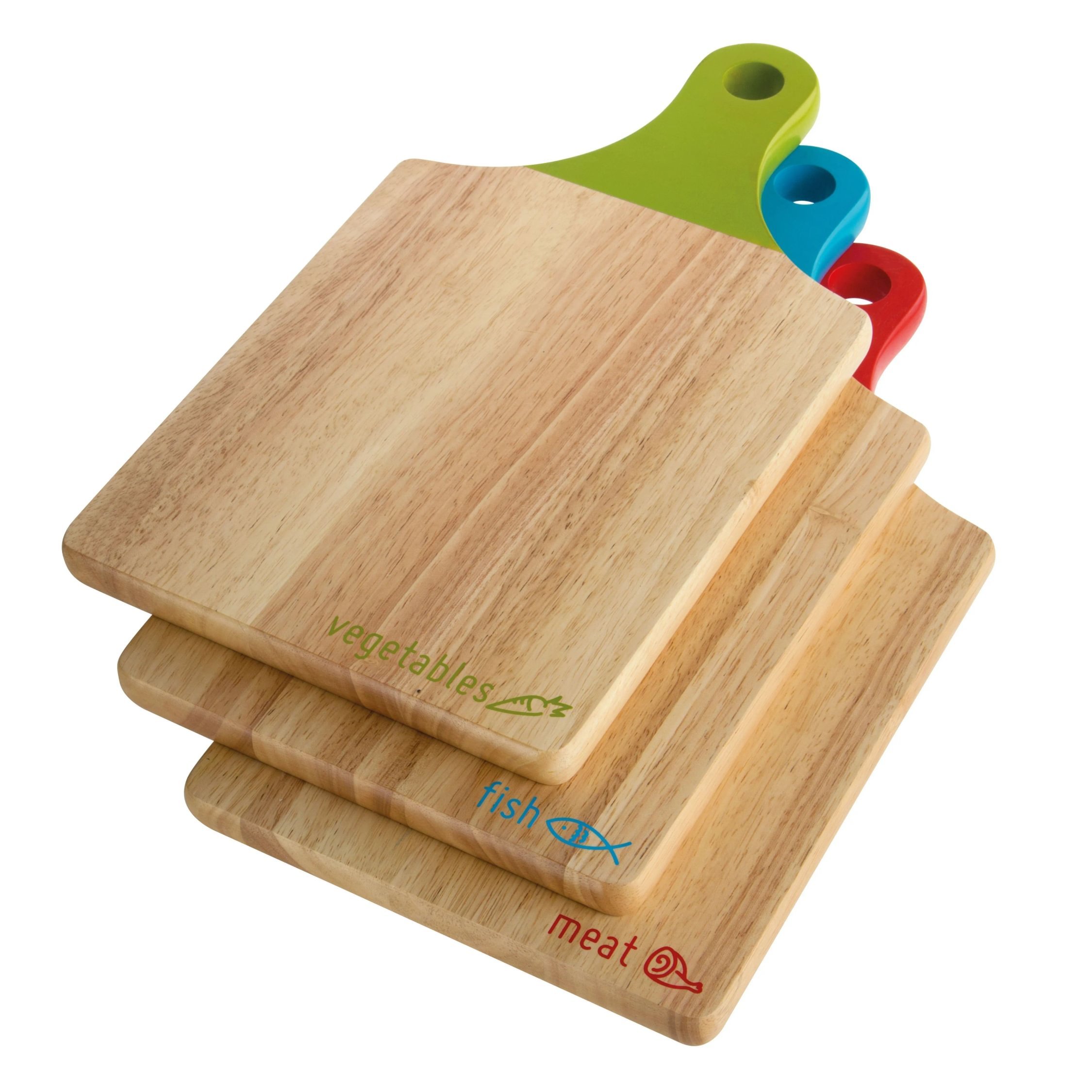 Orsina Set Of 3 Rubberwood Chopping Boards - Multicoloured