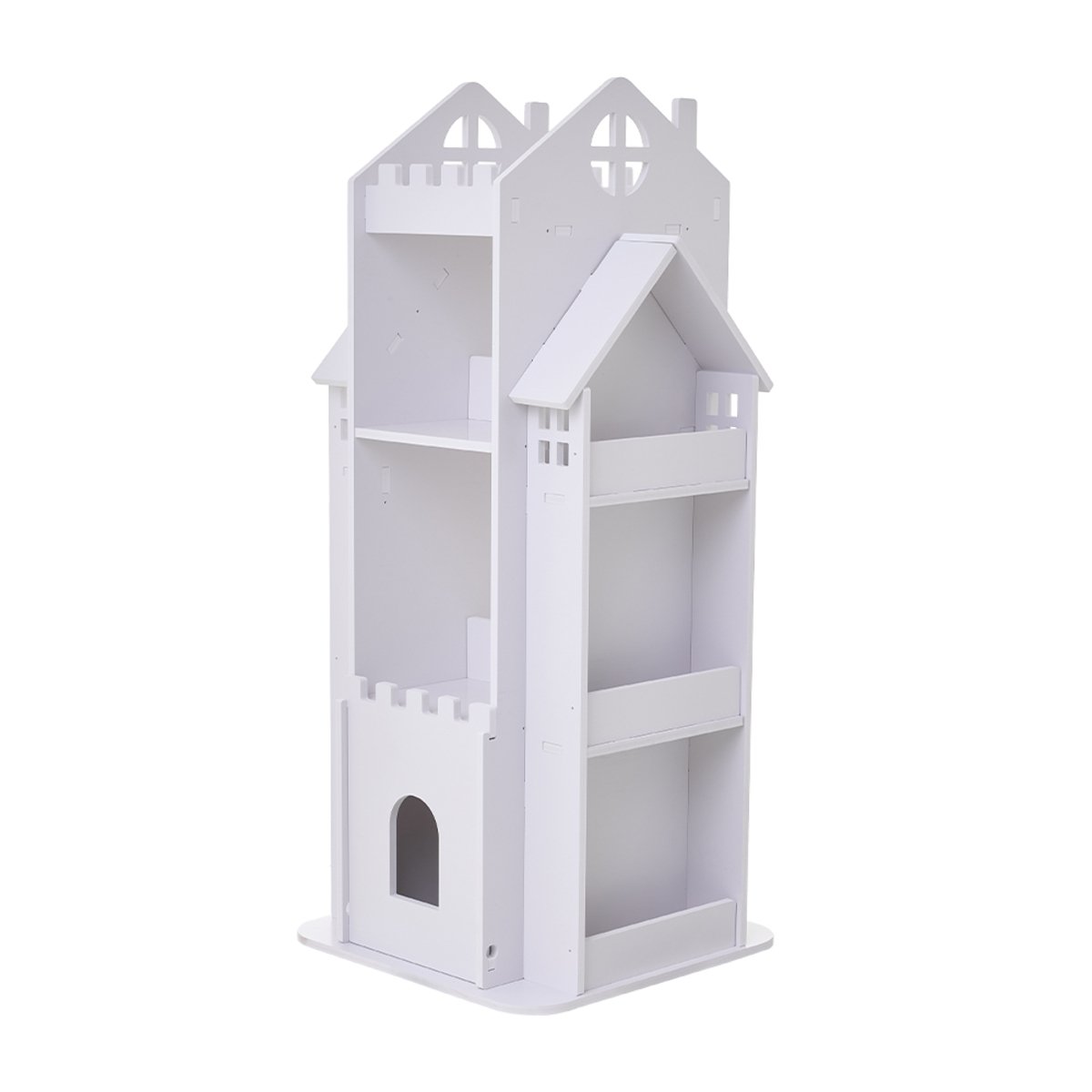 Living and Home 4 Tier Castle Kids Rotating Bookshelf - White