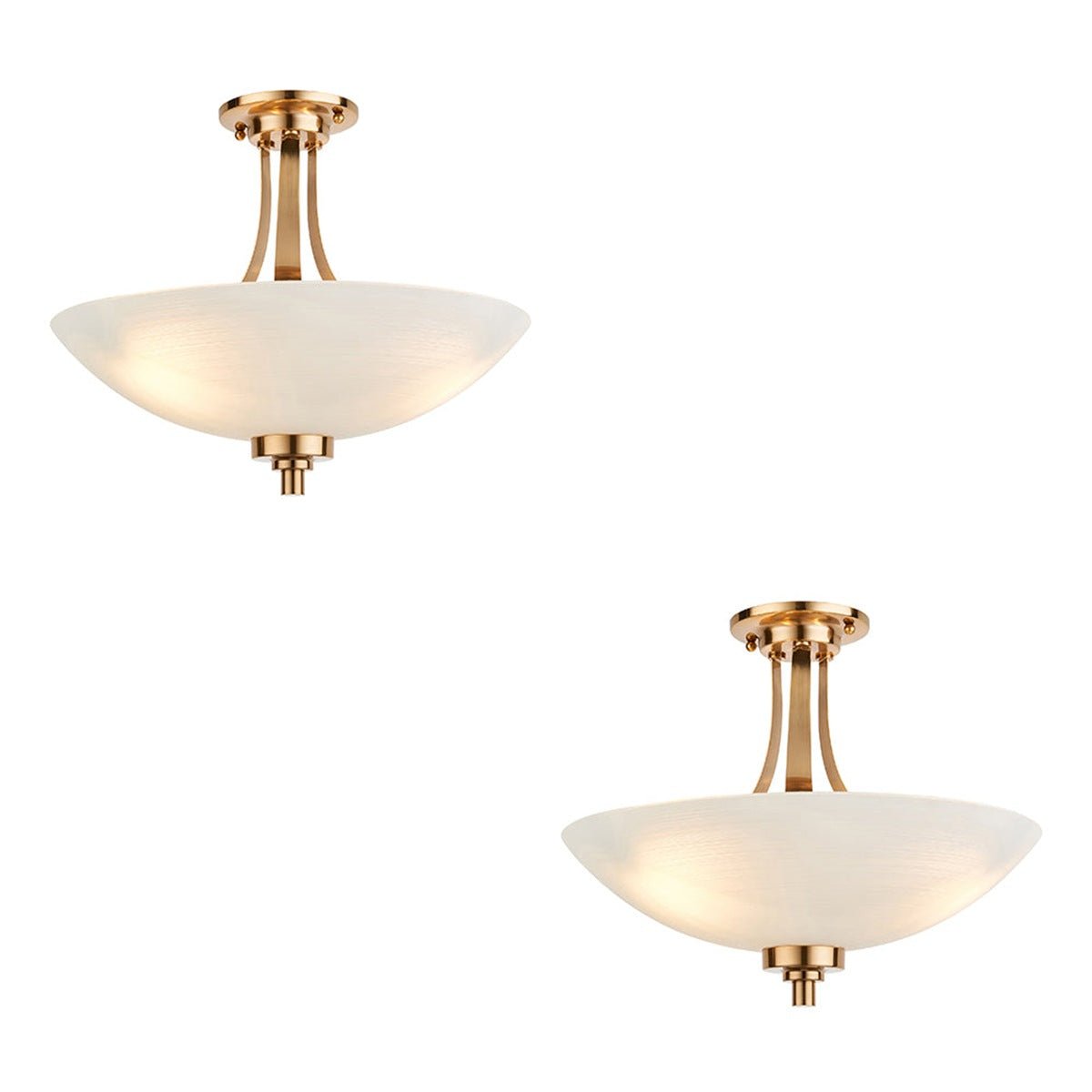 Loops Direct Set of 2 Semi-Flush Ceiling Light - Brushed Aged Brass
